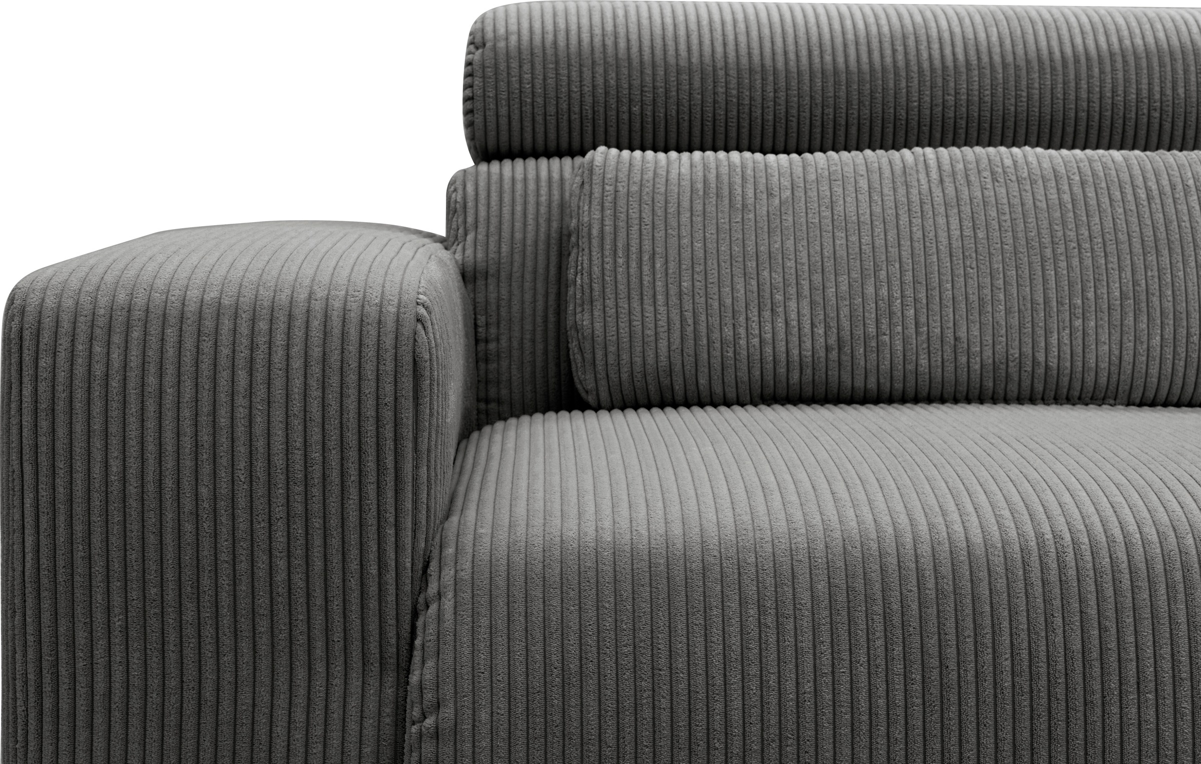 DOMO collection Ecksofa »Brandon B/T: 214/175 cm, belastbar bis 140kg/ Sitz, L-Form«, Cord, grau