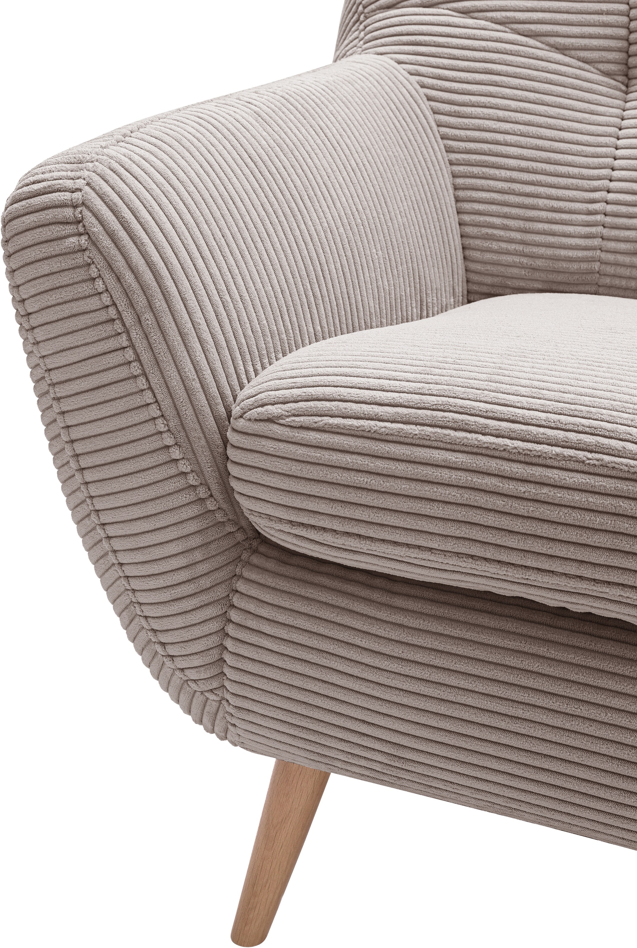 exxpo - sofa fashion 3-Sitzer »Scandi, bequem, aufwendige Rückenpolsterung für mehr Sitzkomfort«, aktuelle Farben in hochwertigen Bezugsqualitäten, Holzfuss