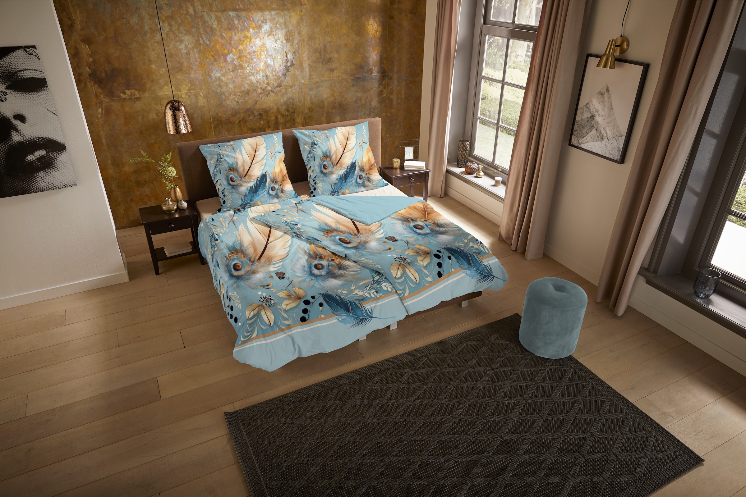 PURE luxury collection Wendebettwäsche »Wizz«, Mikrofaser, Pflegeleicht, Reissverschluss, Wendeoptik, Federn, Gold