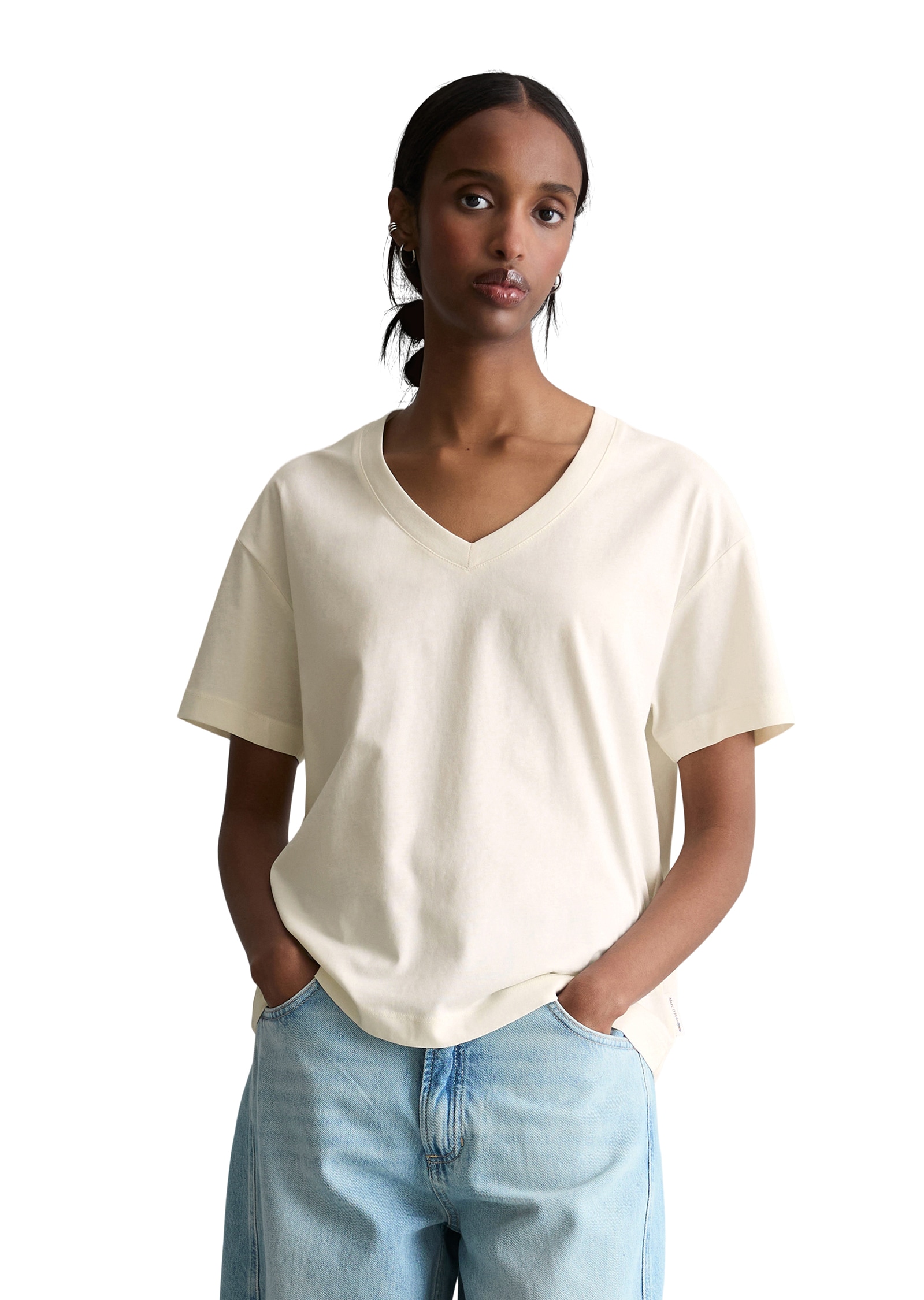 Image of Marc OPolo DENIM V-Shirt regular aus Baumwoll-Single-Jersey