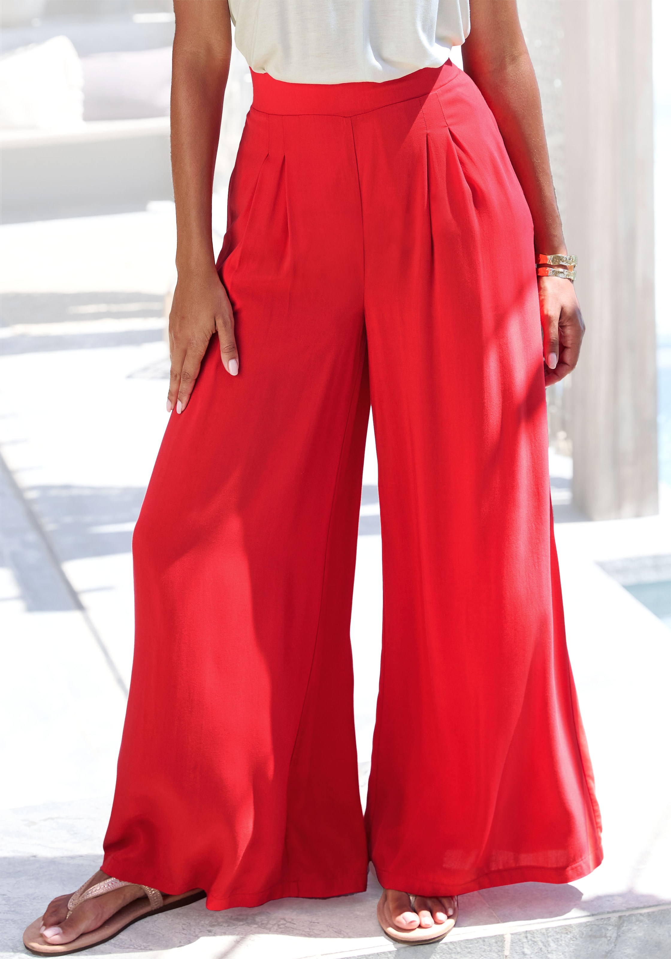 Image of Buffalo Palazzohose mit Seitennahttaschen, leichte Sommerhose, Wide-Leg-Hose aus Webware