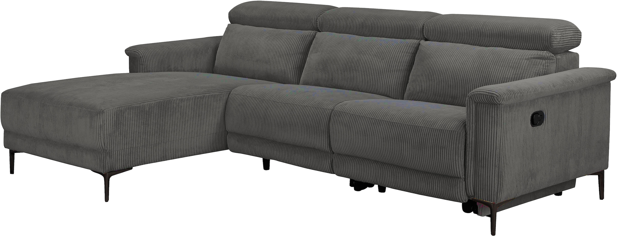 GOODproduct Ecksofa »LUND Cord, L-Form, 261 cm, man. o. elektr. Relaxfunktion (mit USB-A)« USB-C bei elektrischer Variante und Kopfteilverstellung