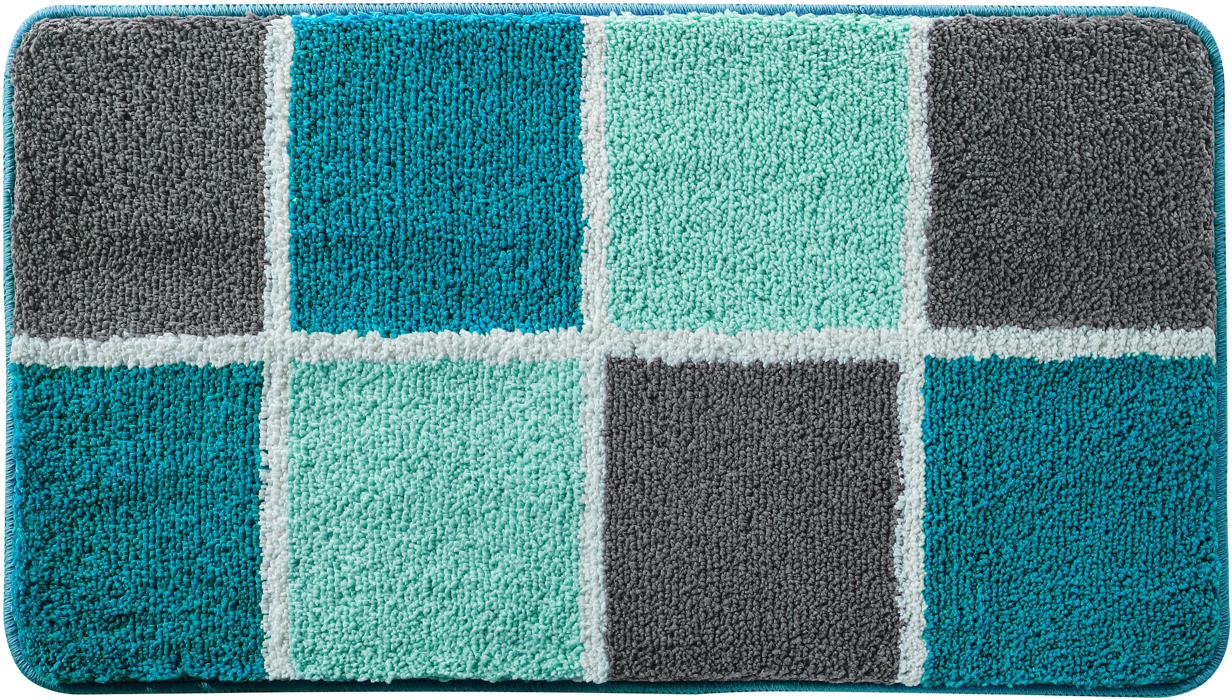 my home Badematte »Anna mit Kachelmuster, Badvorleger, Badezimmer Teppich, Duschvorleger«, rutschhemmend beschichtet, strapazierfähig, Badteppich, Hoch-Tief Effekt, Modern, Weich