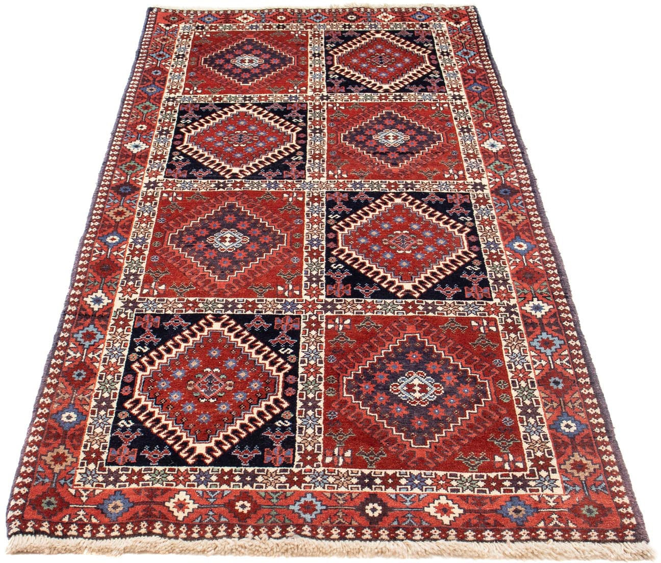 Hochflor-Läufer »Yalameh Medaillon Beige 198 x 68 cm«, rechteckig, Handgeknüpft