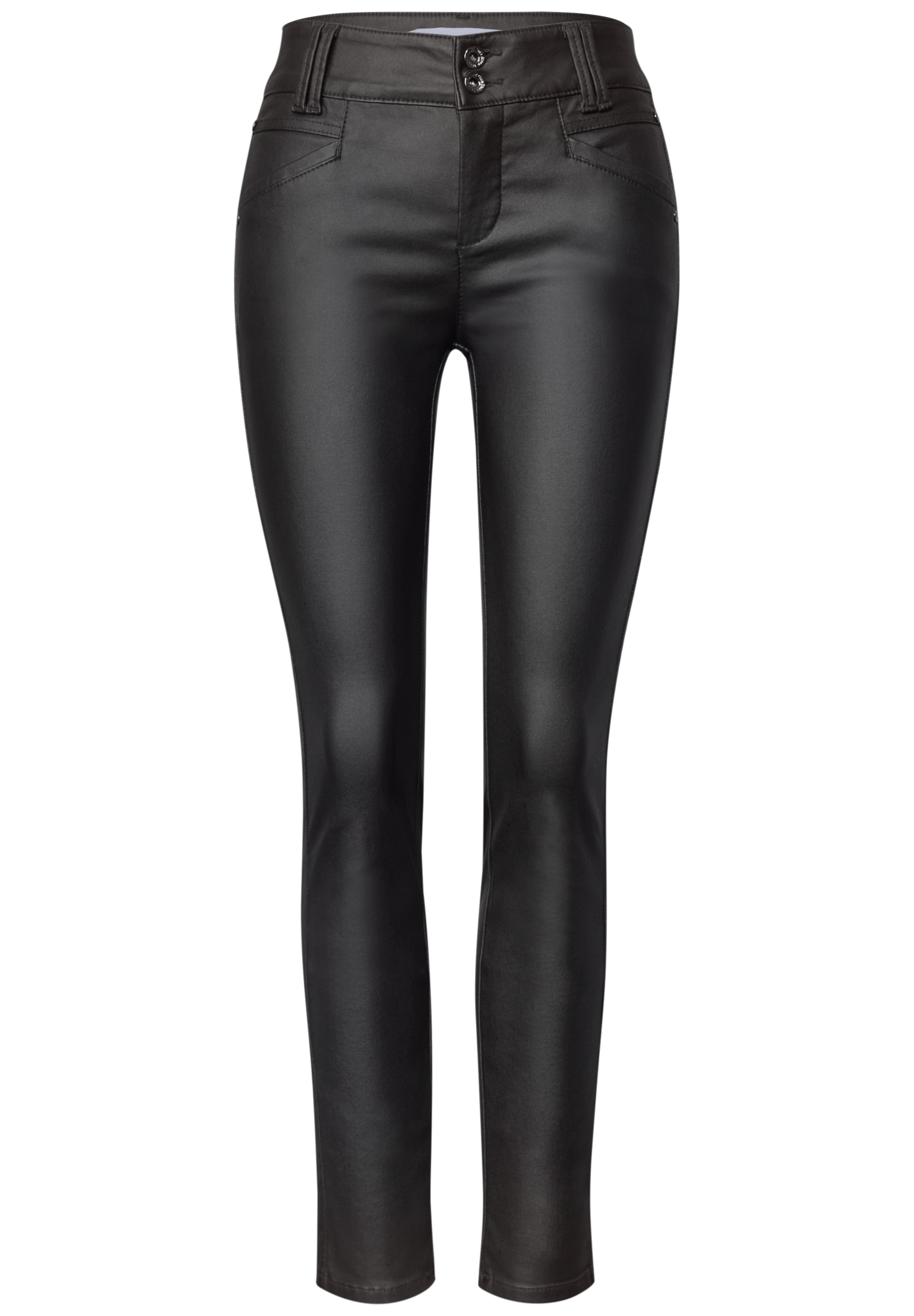 STREET ONE Pantalon imitation cuir »Style York«  Pantalon taille mi-haute slim fit aspect cuir