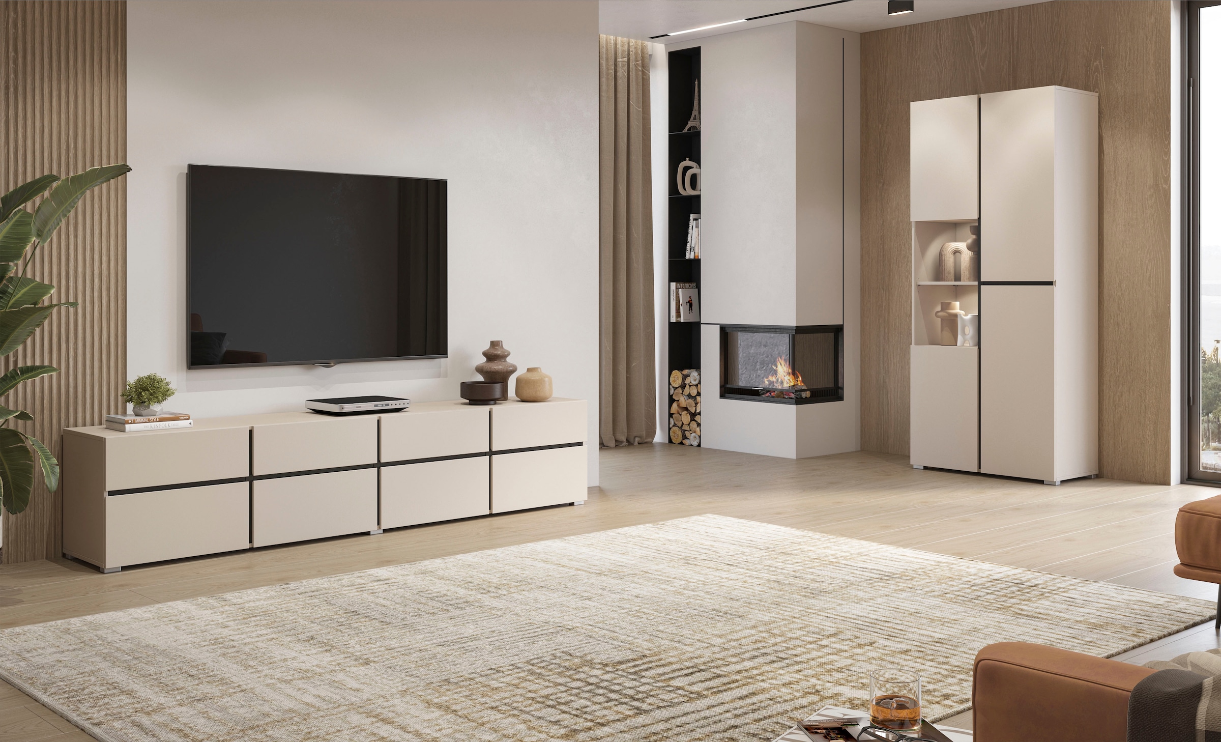 GOODproduct Lowboard »Cross,Breite 225 cm, moderne grifflose TV-Kommode« TV-Schrank mit viel Stauraum, TV-Board