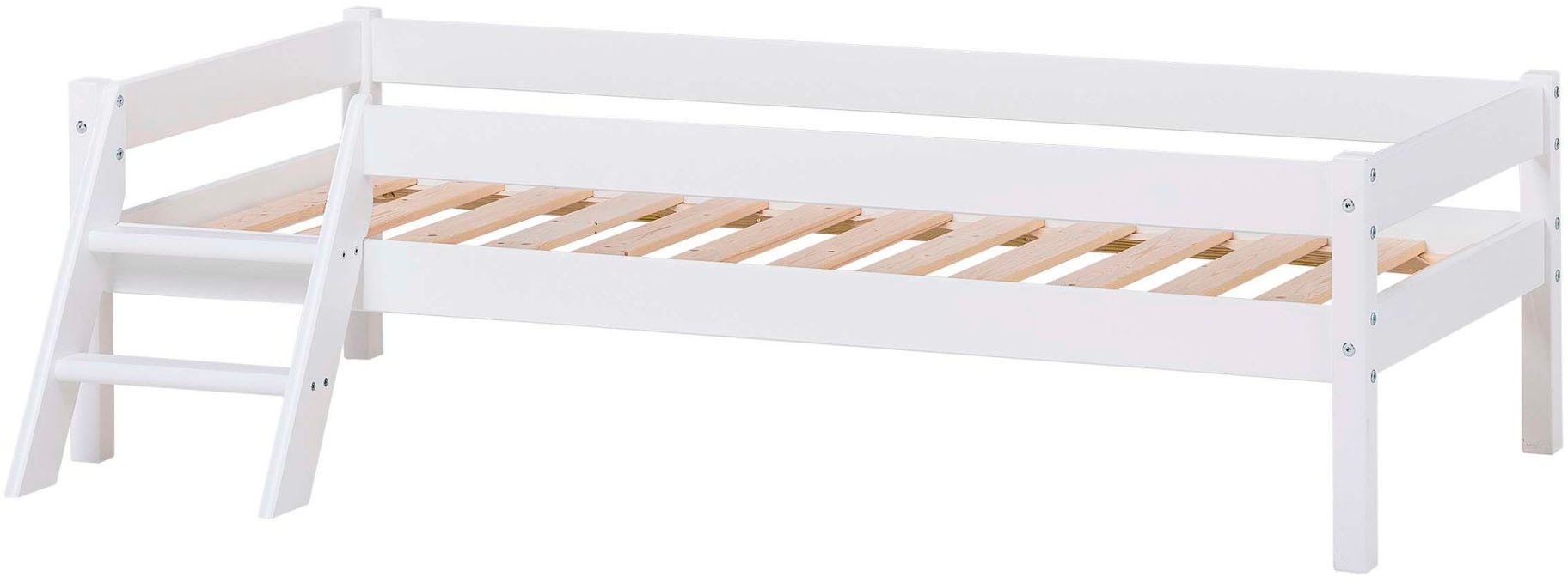 Lüttenhütt Jugendbett »ECO One«, Kinderbett mit Rausfallschutz und Leiter, 3 Farben/Matratze wählbar
