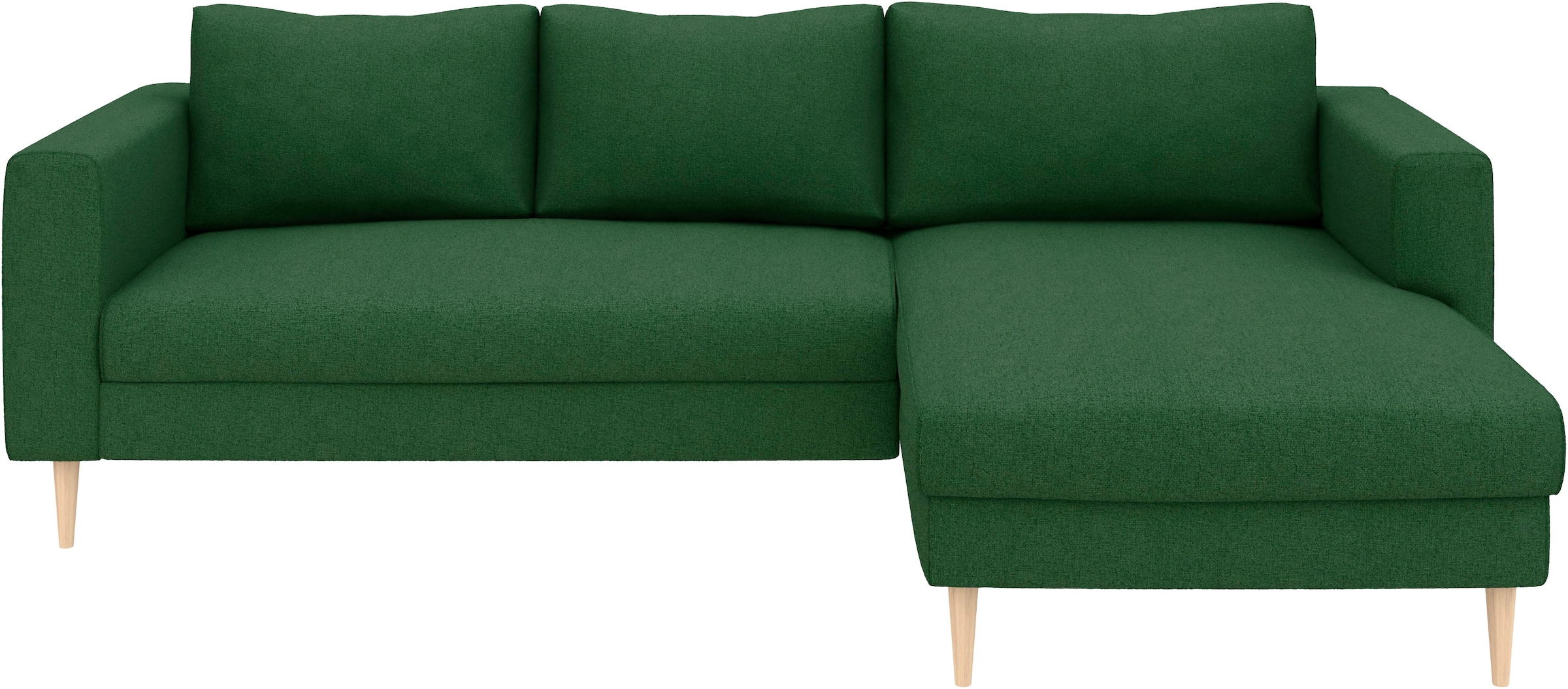 TRENDMANUFAKTUR Canapé d'angle »Amazing, wahlw. mit Schlaffunktion & Bettkasten, Fuss Buche lackiert« Recamiere beidseitig montierbar, L-Form,in Cord o. Struktur, B: 232 cm