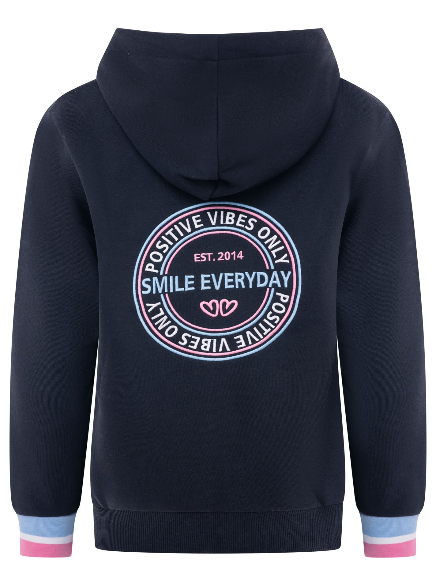 Zwillingsherz Sweat à capuche »"Smile Everyday ZH"« Capuche, poches, manches longues, broderie, fermeture éclair