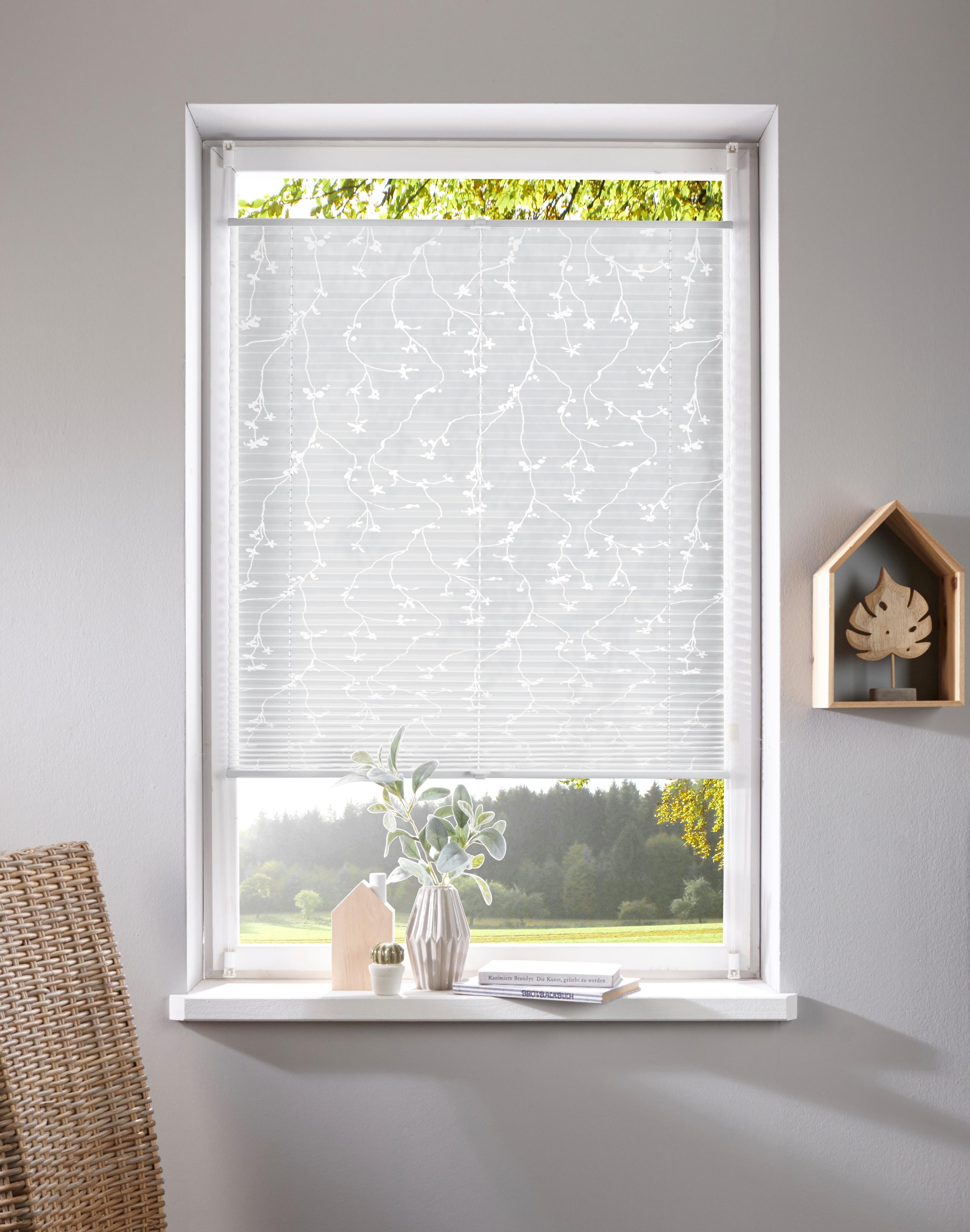 Image of Home affaire Plissee »Ranken«, Lichtschutz, ohne Bohren, verspannt, mit Pigmentdruck bei Ackermann Versand Schweiz