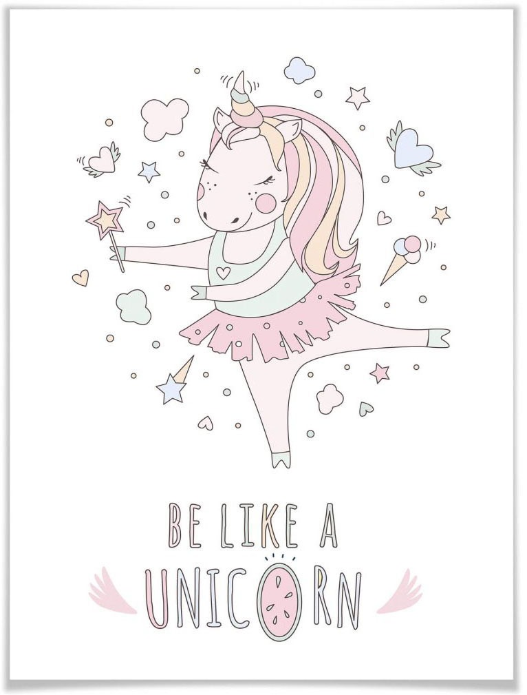 Image of Wall-Art Poster »Kvilis Einhorn Ballerina Prinzessin«, Kinder, (1 St.), Poster, Wandbild, Bild, Wandposter bei Ackermann Versand Schweiz