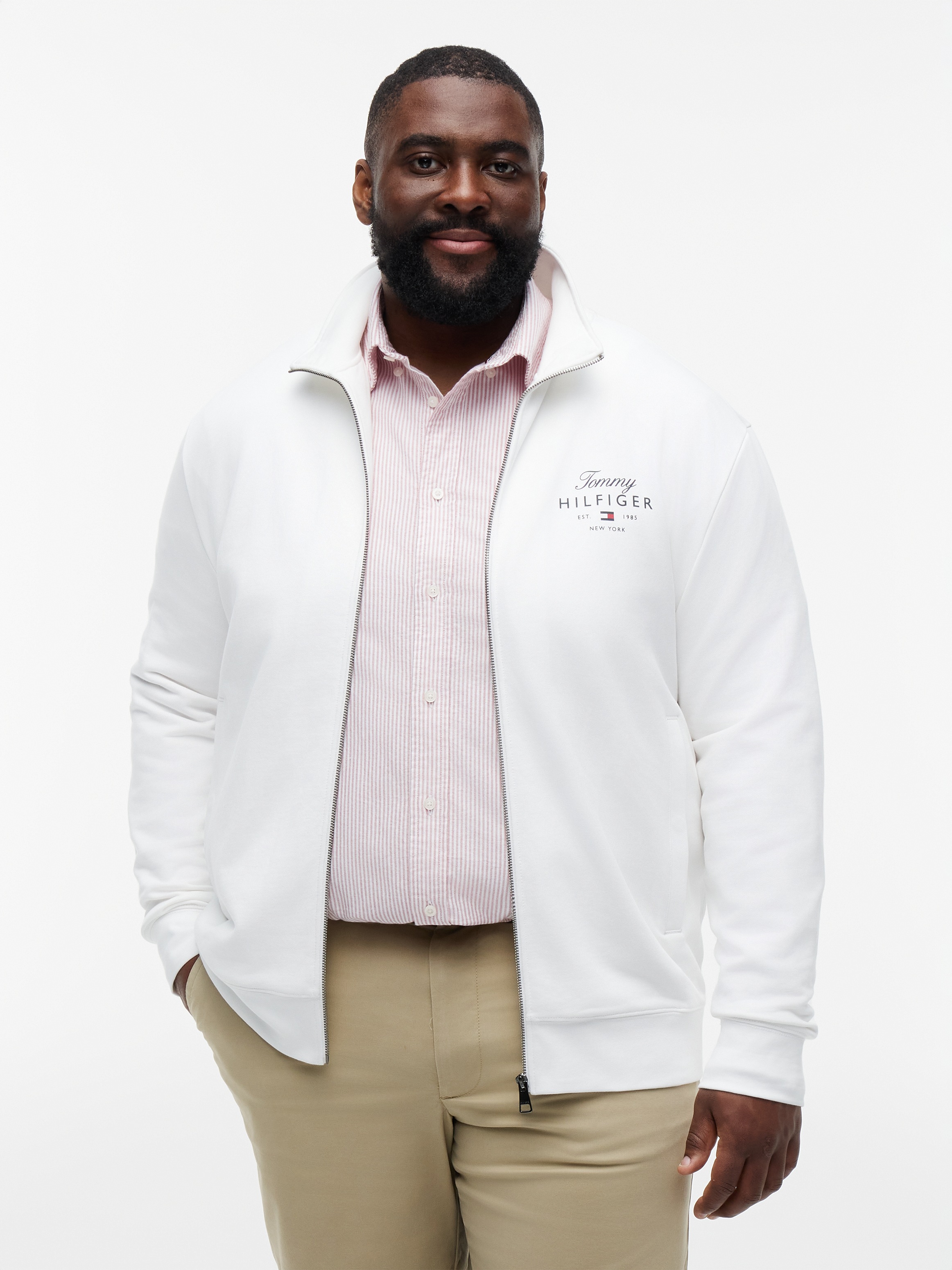 Image of Tommy Hilfiger Big & Tall Sweatjacke "BT-SCRIPT STACK STAND COLLAR" Grosse Grössen