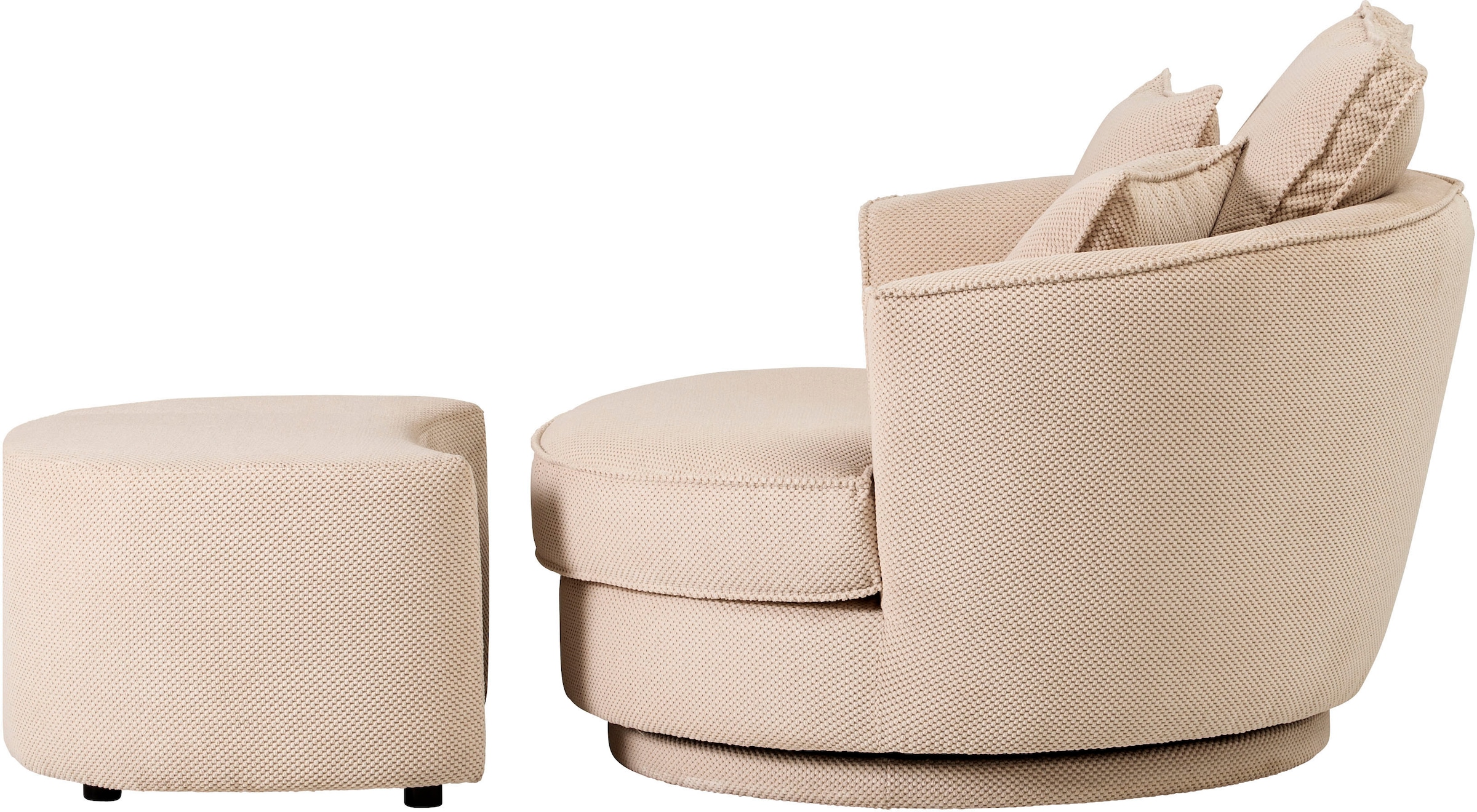 Leonique Drehsessel »MAISIE, Love Seat XXL Lese-Sessel, Big-Sessel mit Hocker,«, (2 St.), Set in MEGA CORD und Web-Velours, drehbar 360 Grad