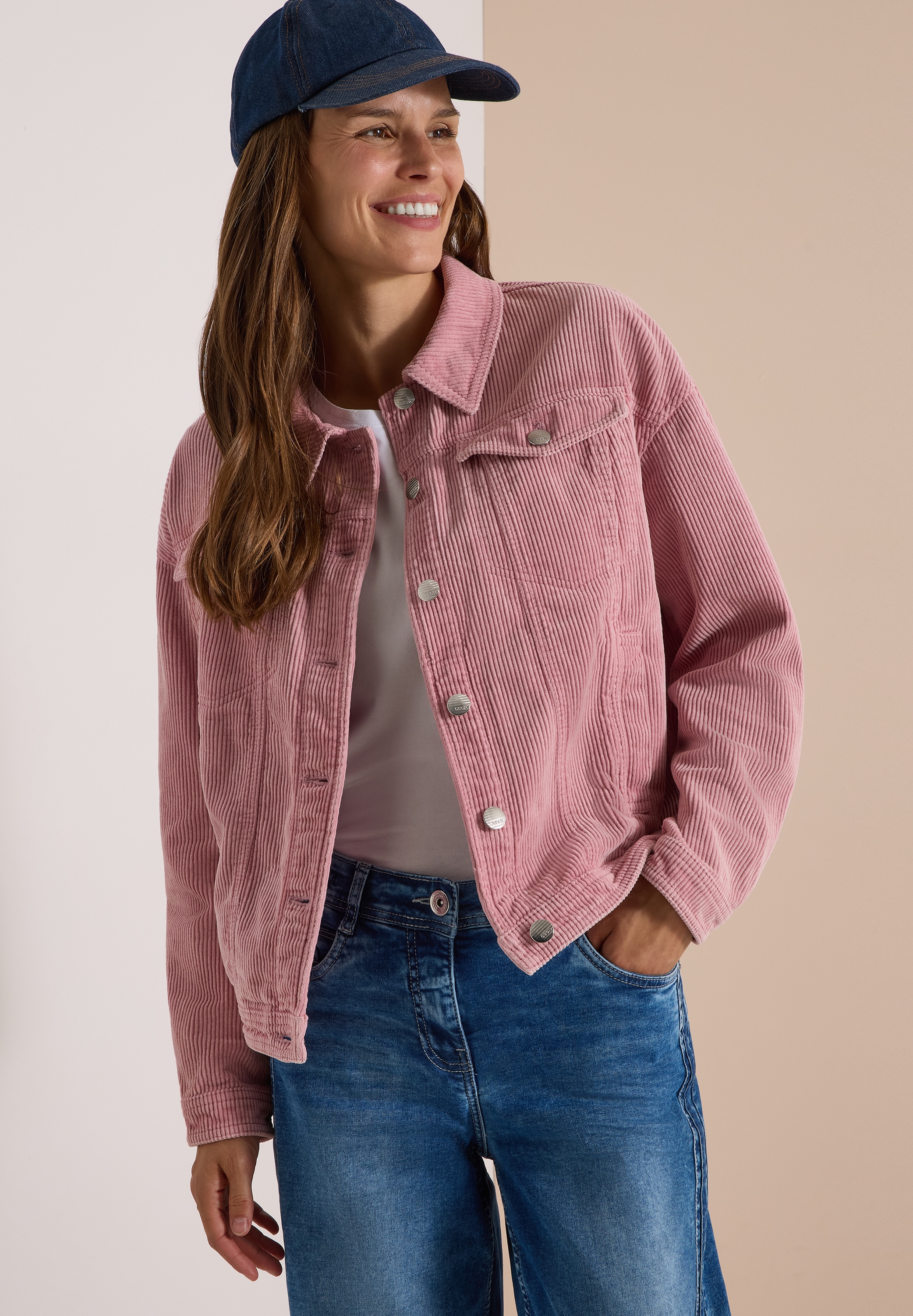 Cecil Cordjacke ohne Kapuze Cord-Overshirt im Washed-Look / mit Hemdblusenkragen