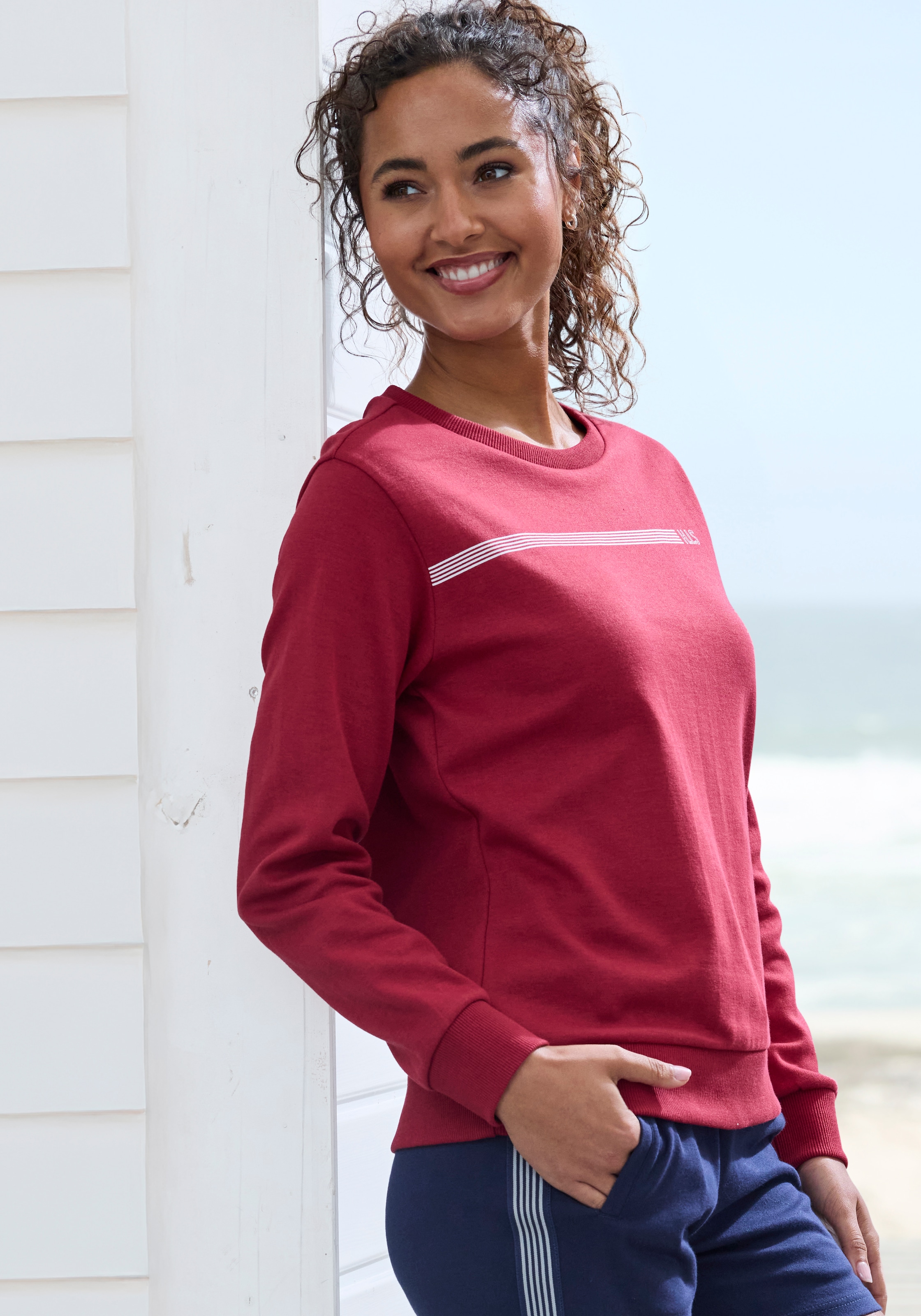 Image of H.I.S Sweatshirt, Basic mit Logodruck, Loungewear