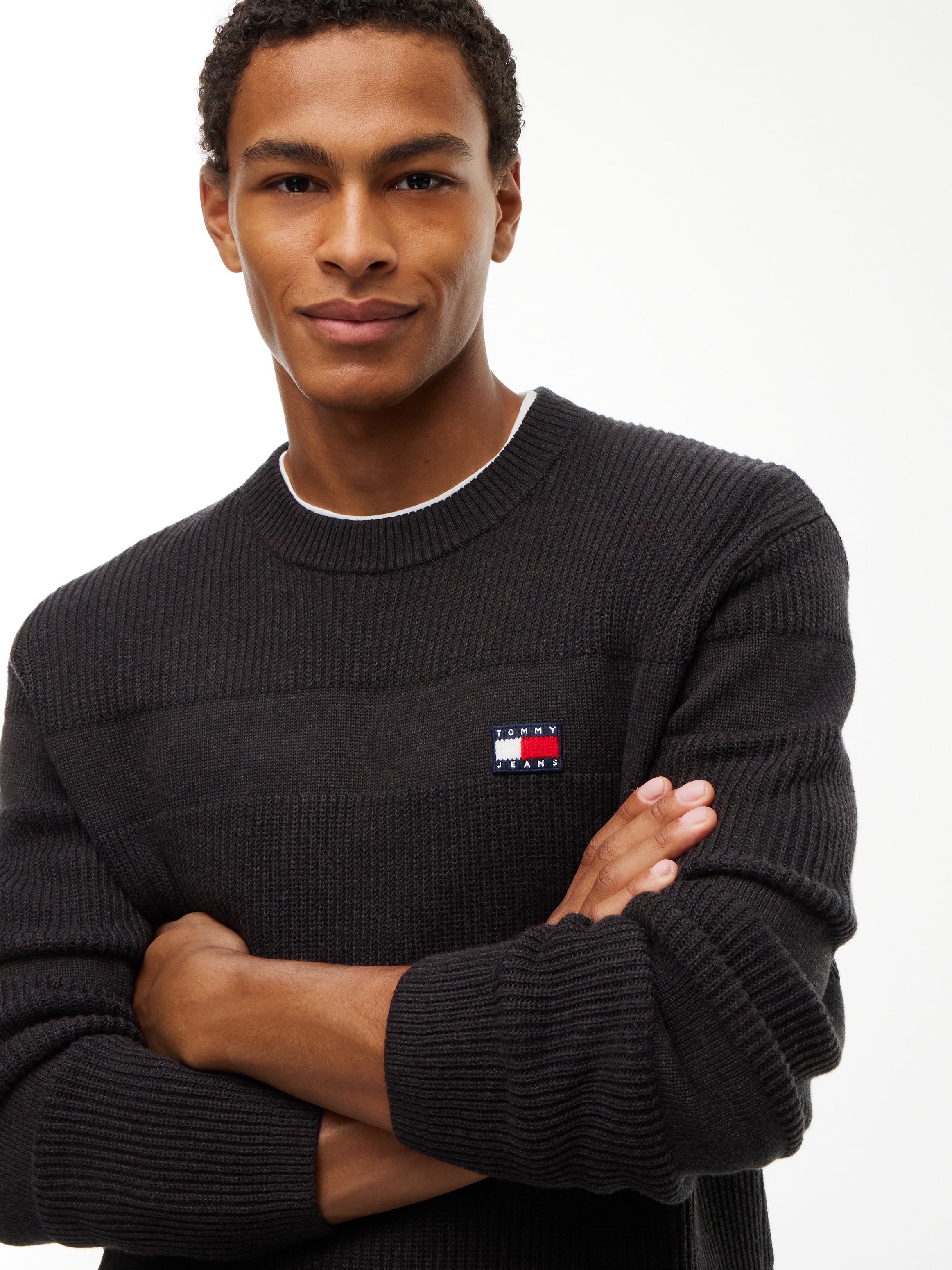 Tommy Jeans Pull en tricot »REGULAR TEXTURED SWEATER« Coupe régulière avec col rond