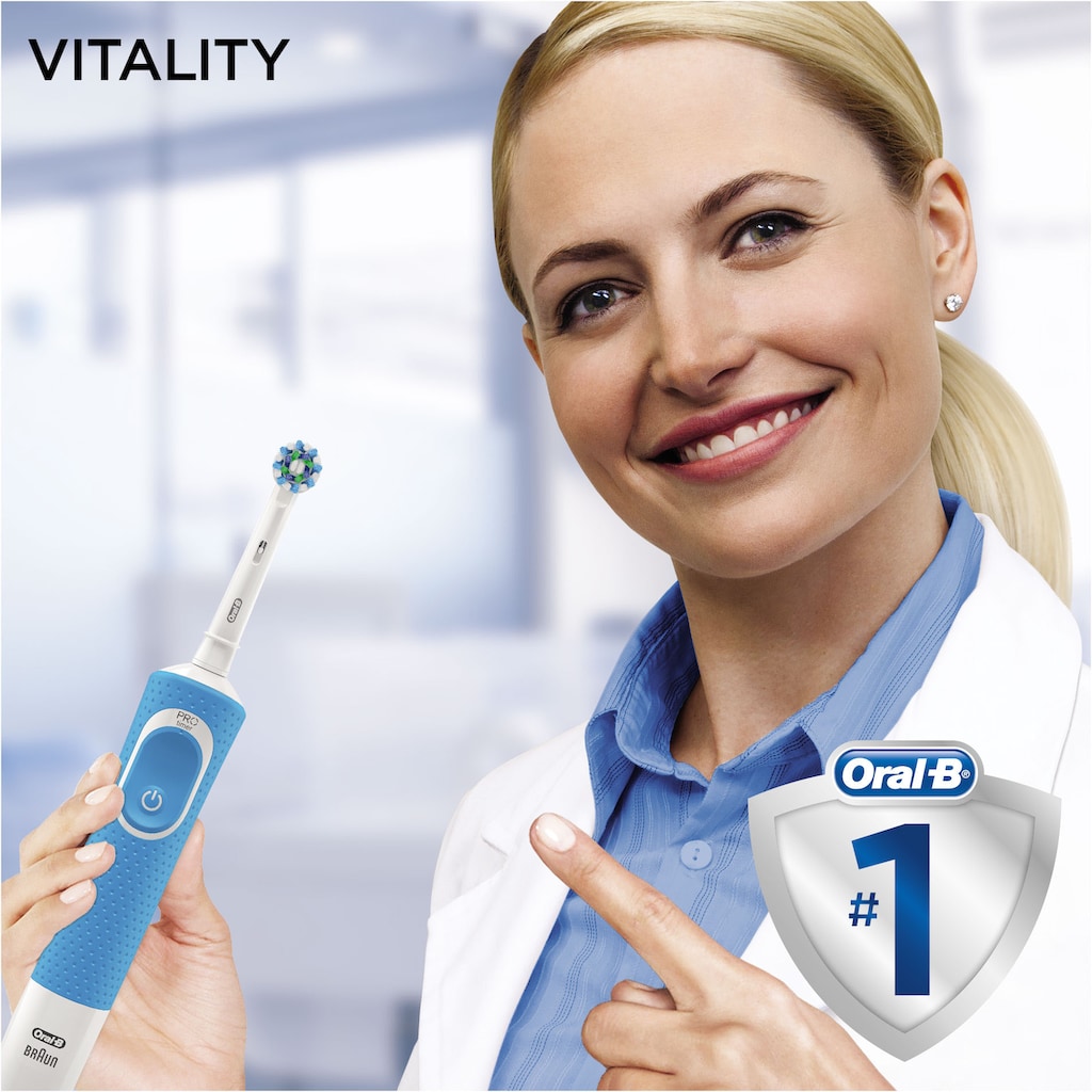 Oral-B Elektrische Zahnbürste »Vitality 100 CrossAction Blau«, 1 St. Aufsteckbürsten