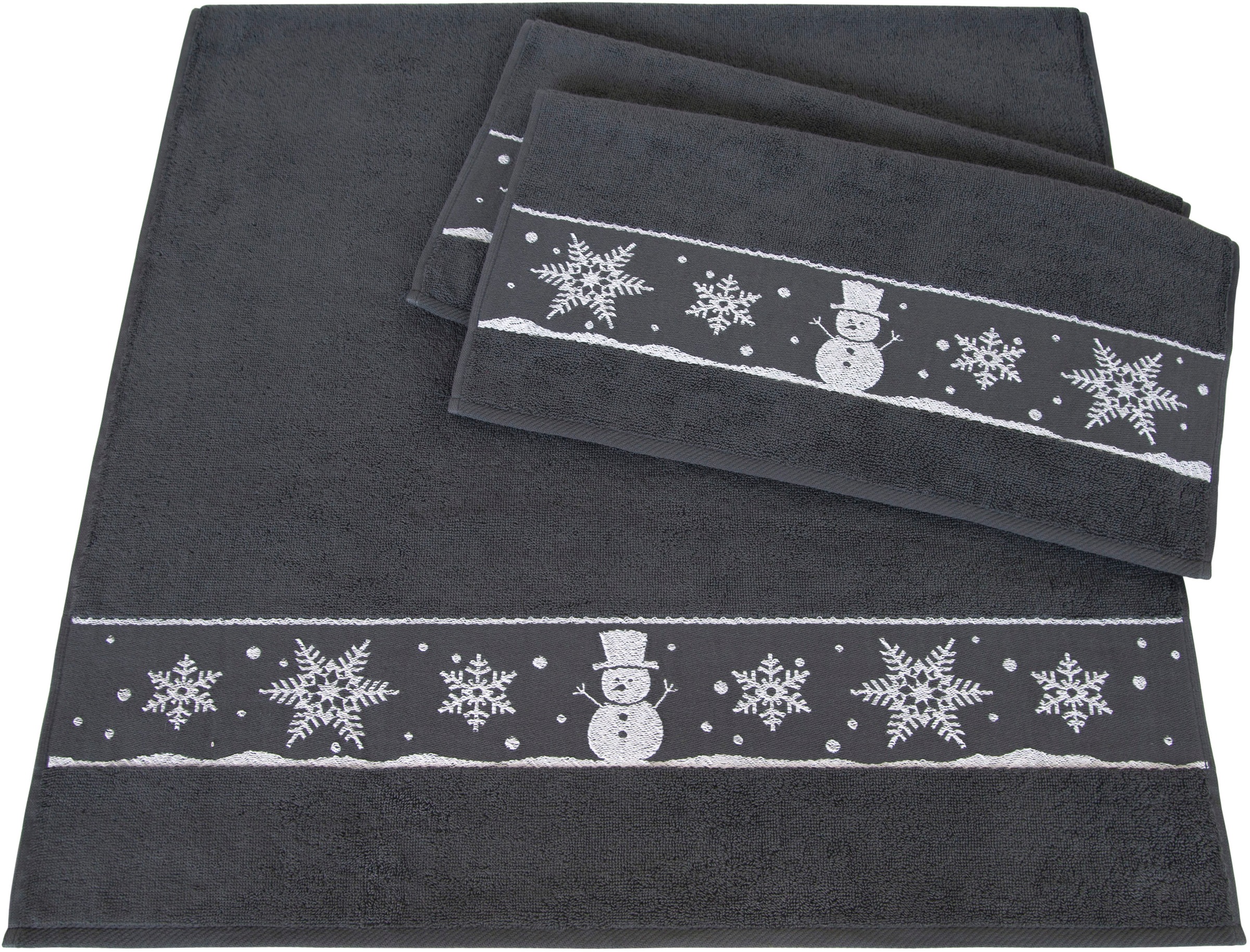 Image of Dyckhoff Handtuch Set "Schneemann" Set 3 Stk. Frottier Made in Germany (2 Handtücher, 1 Duschtuch)
