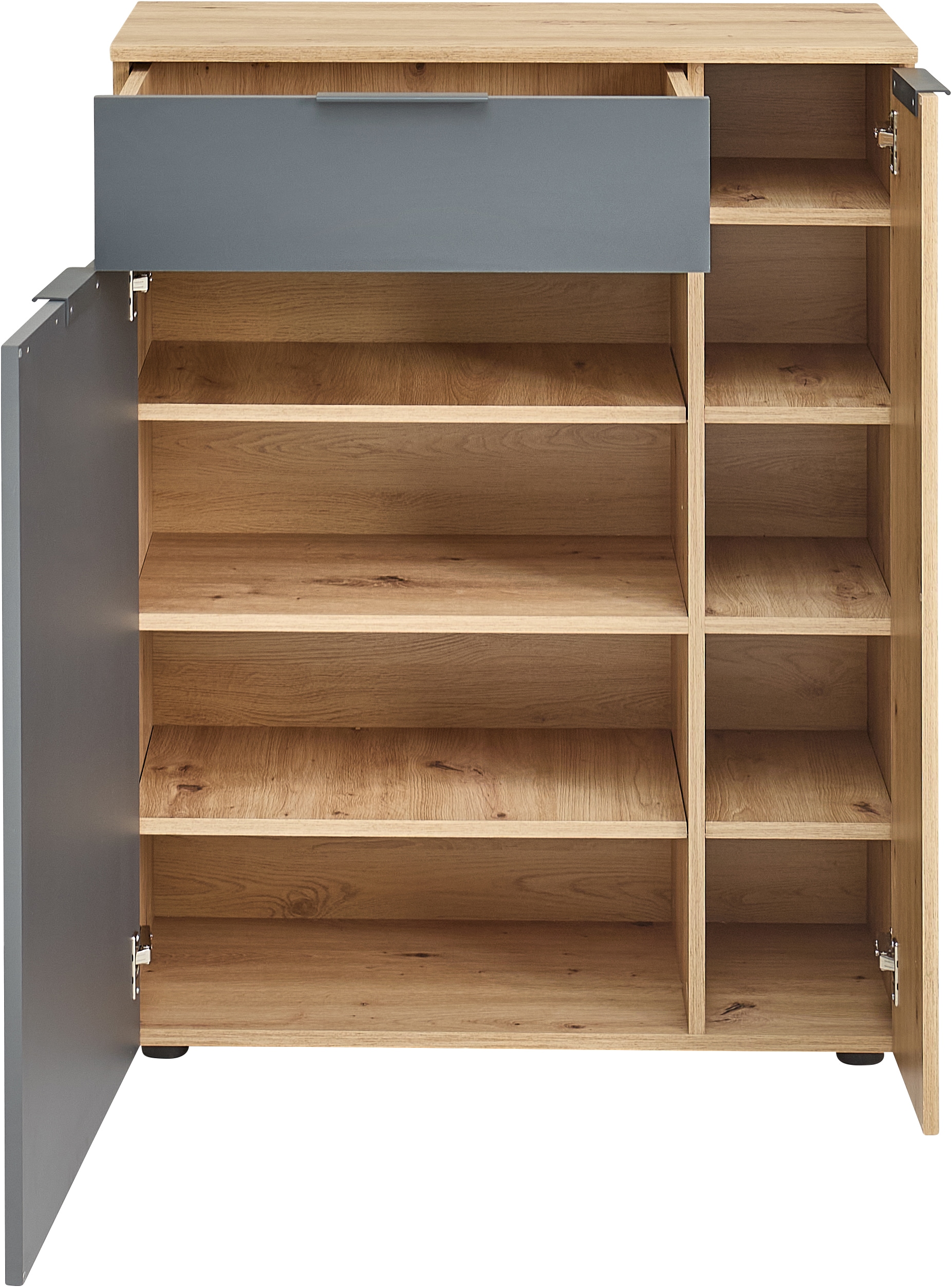 HBZ Schuhschrank »Volano in Anthrazit, BxHxT 80x103x38cm«, (1 St.), Mit 2 Türen, 1 Schubkasten, 4 Einlegeböden, 3 feste Böden