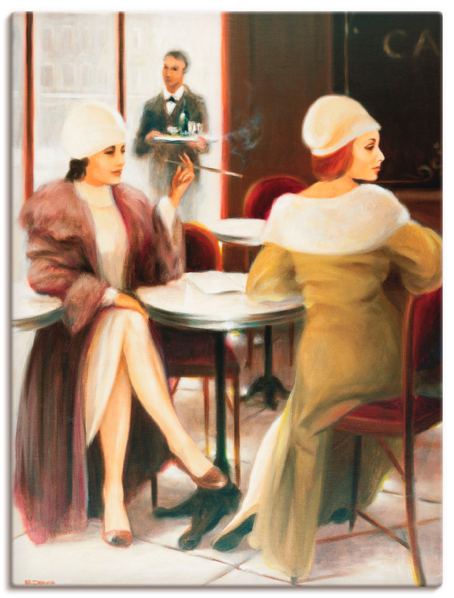 Image of Artland Leinwandbild "Cafe I" Frau 1 Stk. tlg. auf Holzrahmen gespannt