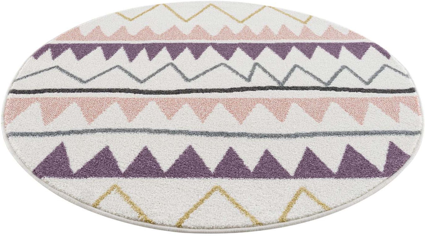 Carpet City Kinderteppich »Anime9382«, rund, 11 mm Höhe, Spielteppich, Zickzack, Weicher Flor, Pflegeleicht, Kinderzimmer