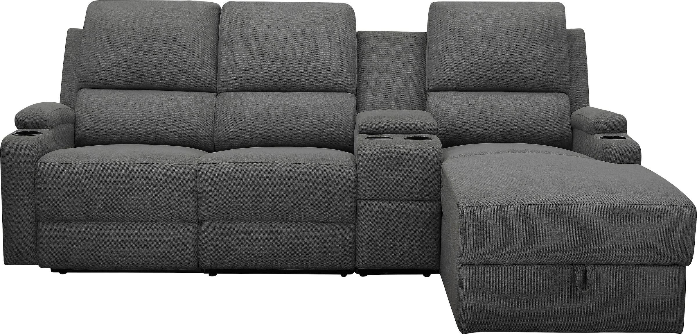 GOODproduct Ecksofa »NAPORI Struktur, Multimediasofa, 3er Kinosessel XXL, L-Form« Kinosofa, manuelle o. elektr. Relaxfunktion, Staufach, Getränkehalter