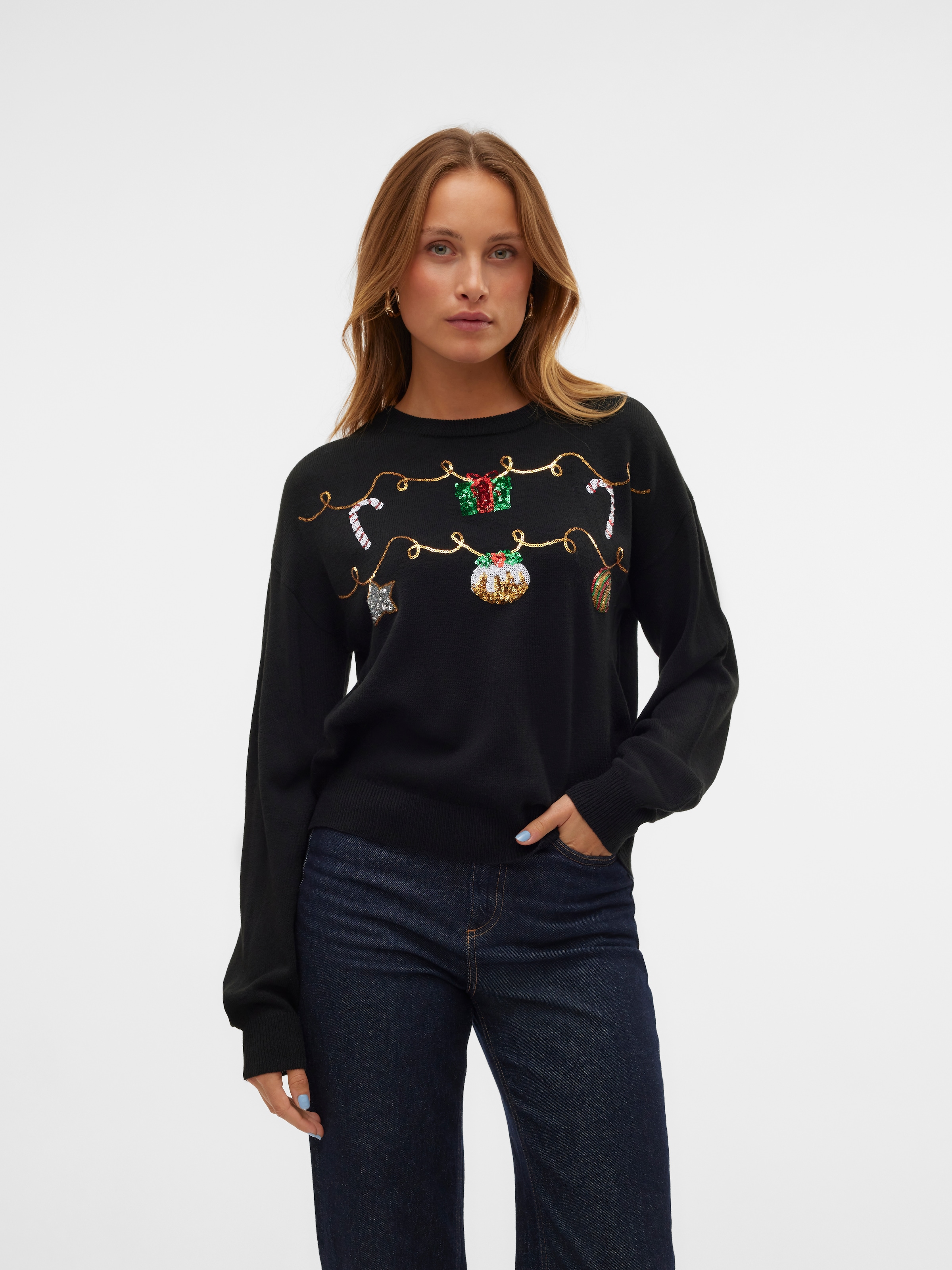 Vero Moda Weihnachtspullover »VMNEWGARLAND LS O-NECK PULL. XMAS«