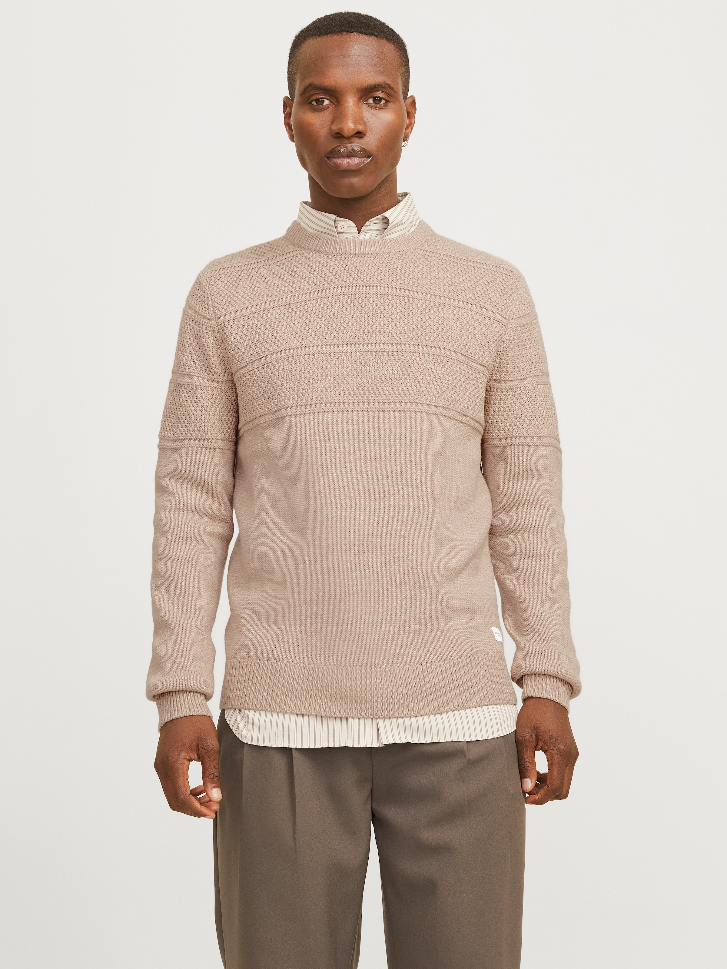 Jack & Jones Rundhalspullover »JJJERRY KNIT CREW NECK AW24«, mit Struktur