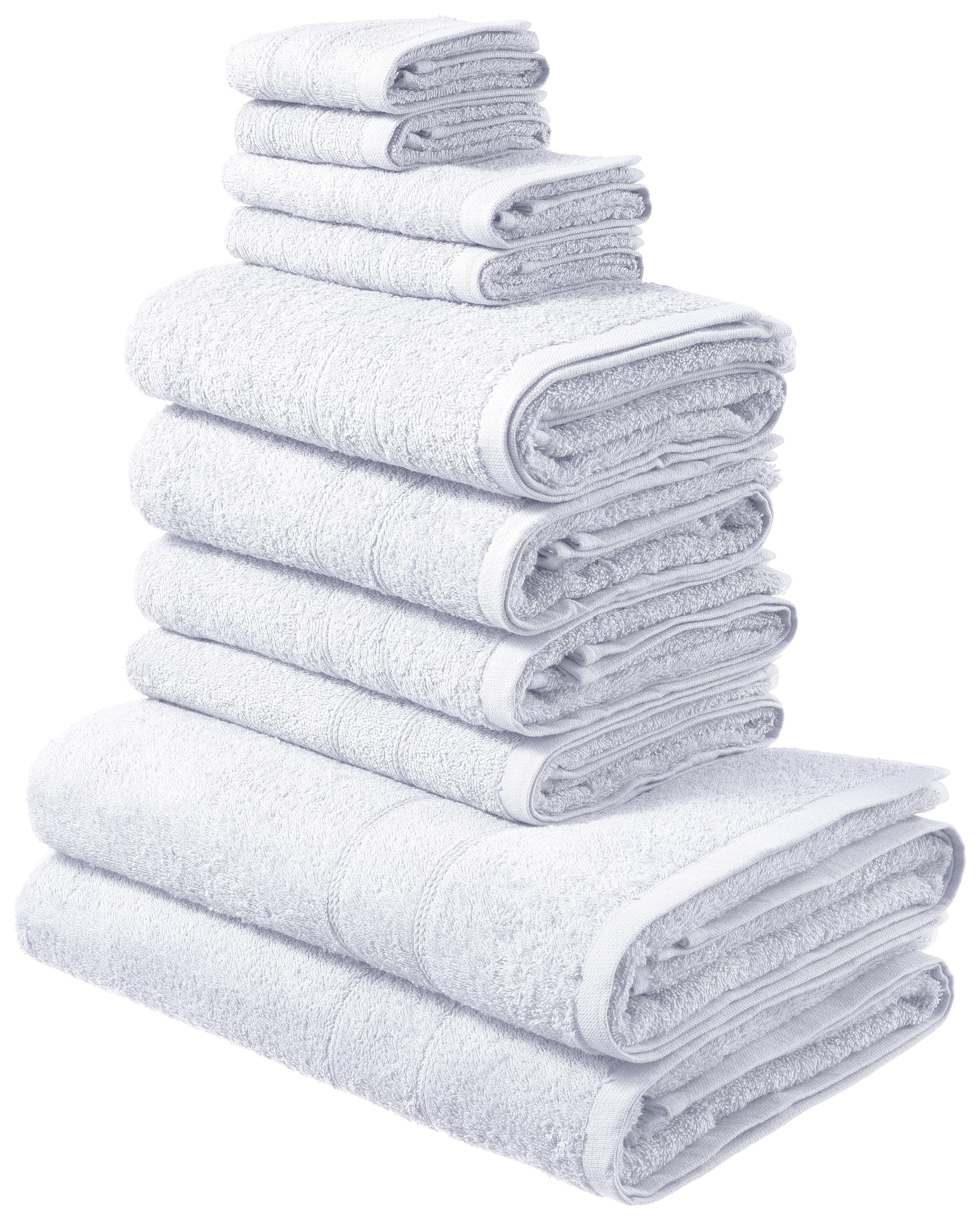 Image of GOODproduct Handtuch Set "Inga, Duschtücher, Handtücher, Gästetücher, Seiftücher" Walkfrottier Handtücher mit feiner Bordüre, 100% Baumwolle, einfarbig, weich