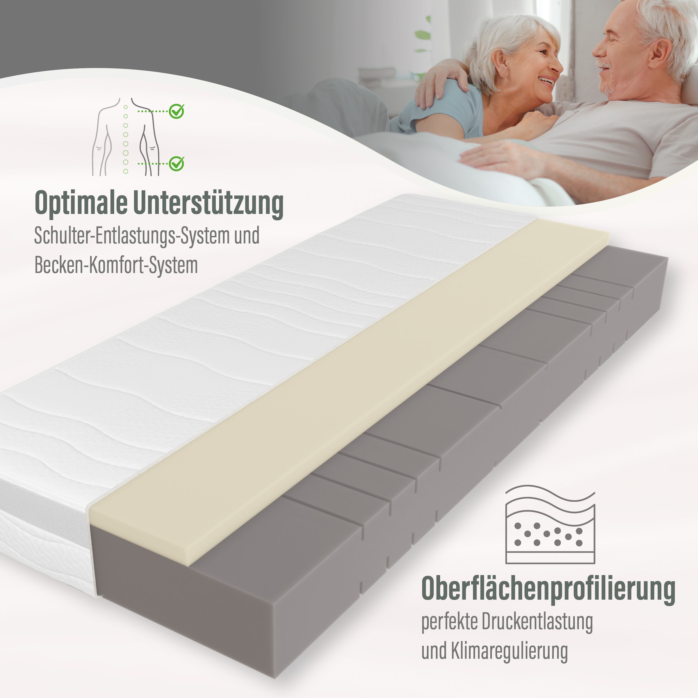 Beco Hybridschaum-Matratze »Feel Like Latex ONE KS - GOLD, Matratze 90x200 cm, 140x200 cm und mehr« 21 cm hoch 1 Stk. tlg. Ergonomischer Hybridschaum mit komfortabler Feel Like Latex Auflage