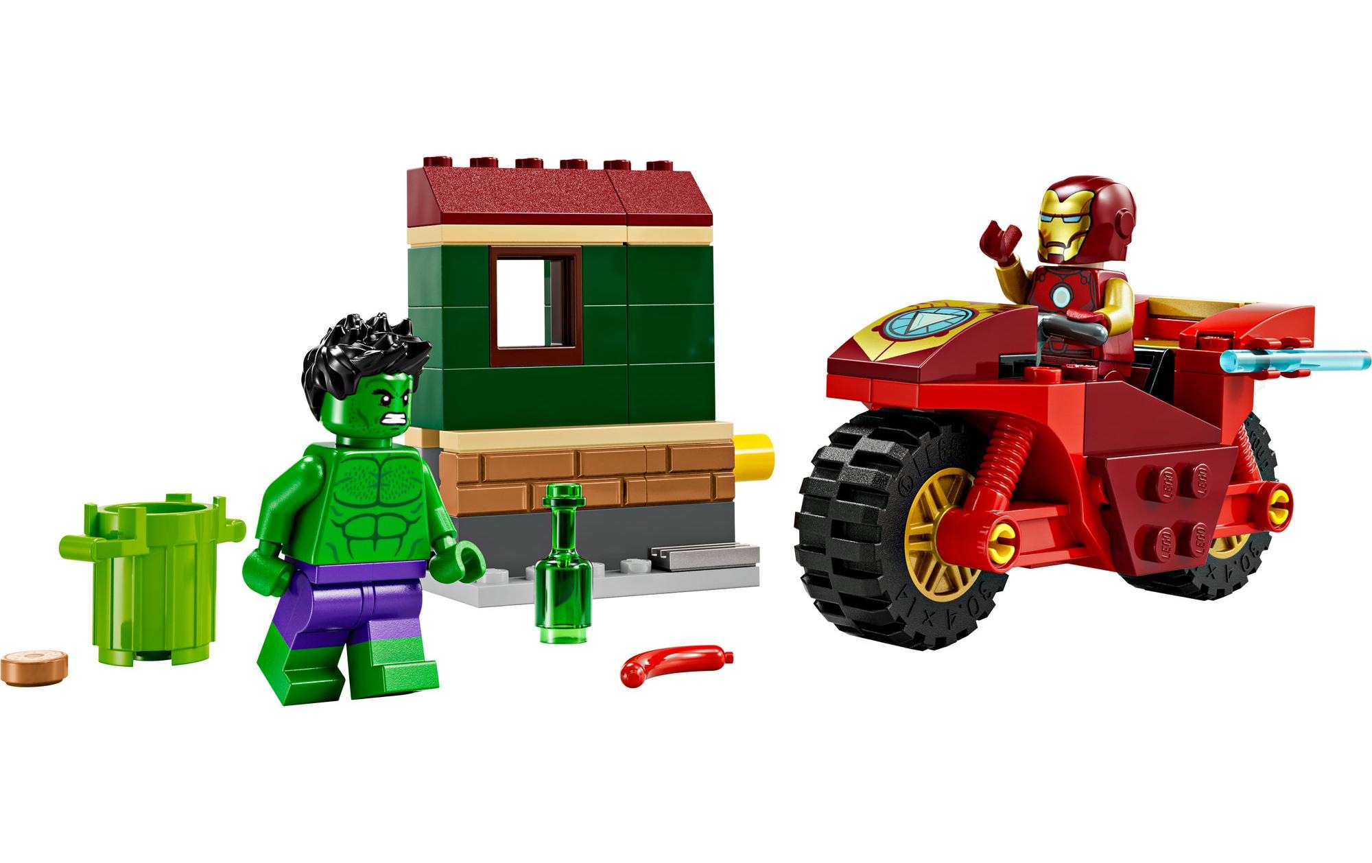 LEGO® Konstruktionsspielsteine »Marvel Iron Man mit Bike und der Hulk 76287«, (68 St.)