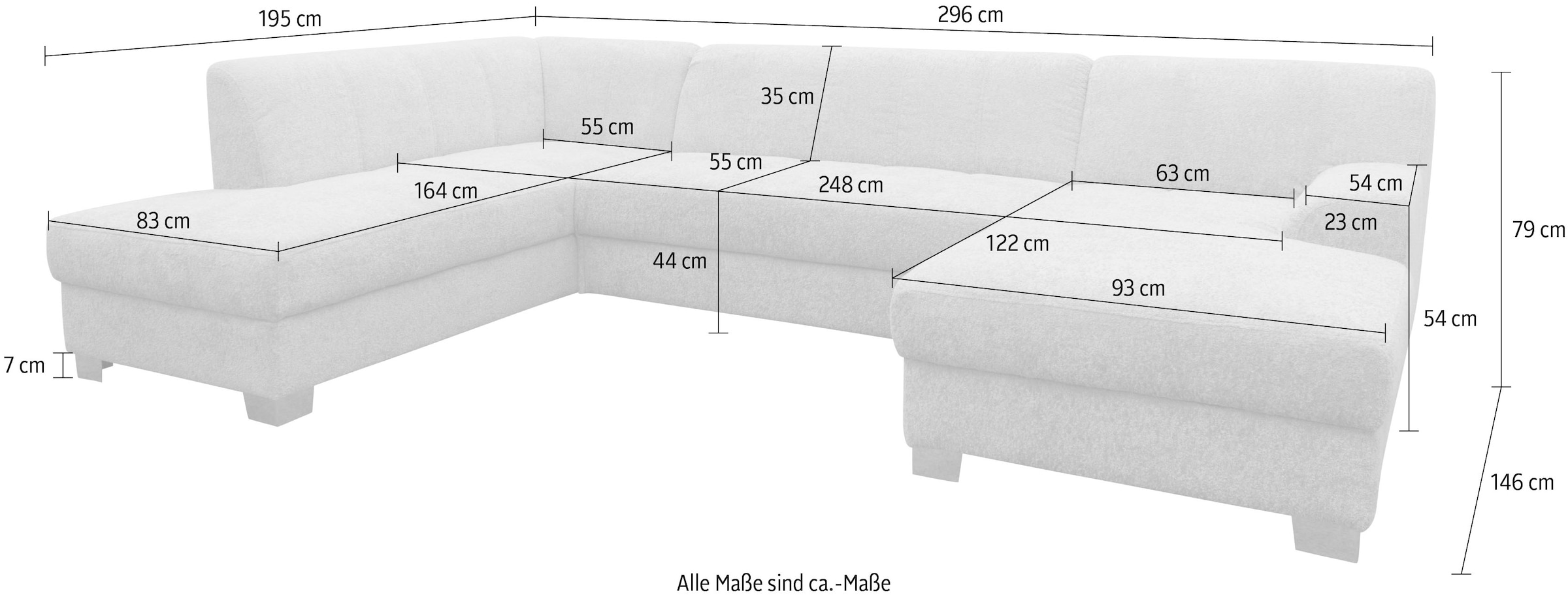 GOODproduct Wohnlandschaft »Lolland 296 x 195 cm, modern, mit Steppungen, gemütlich« U-Form, aus Pet Friendly Bezug