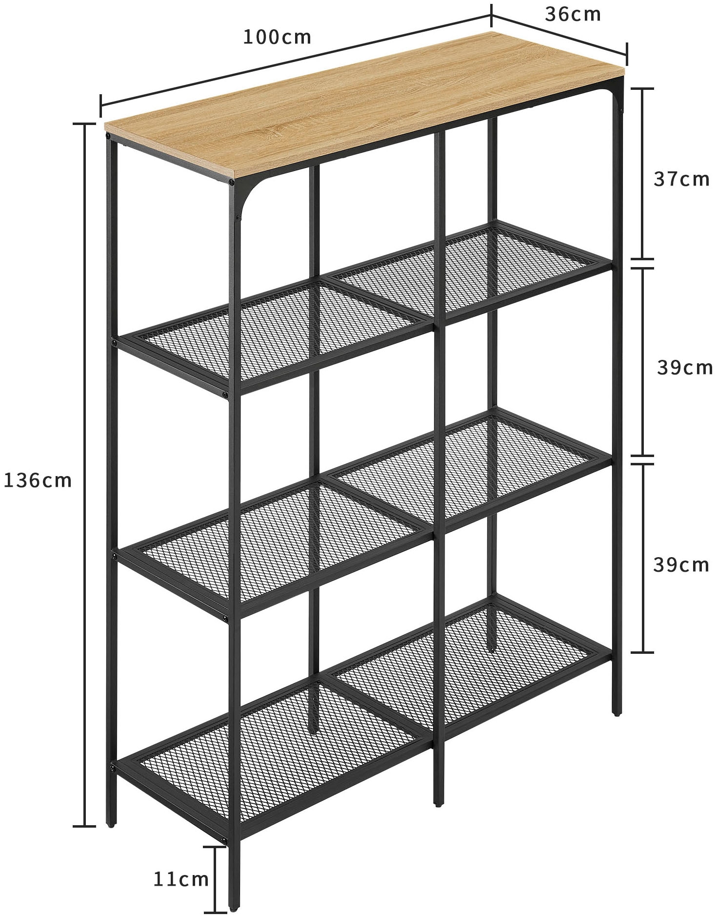 GOODproduct Mehrzweckregal »Amance« natürliche ABS-Kanten, robustes Metallgestell, Höhe 136 cm