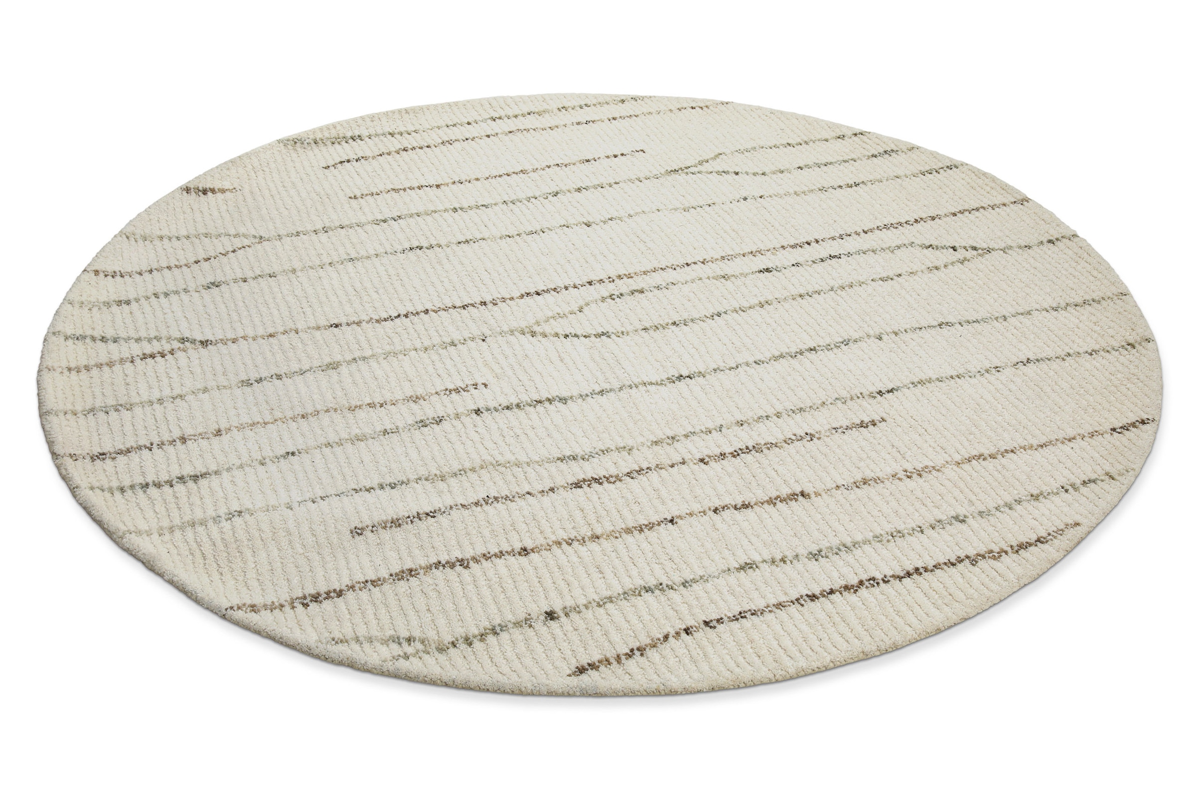 Wecon home Tapis en laine »Hamptons THIRTYNINE« Rond 10 mm Höhe Schurwolle, Kurzflor, Wohnzimmer, Schlafzimmer, elegant, Linien-Muster