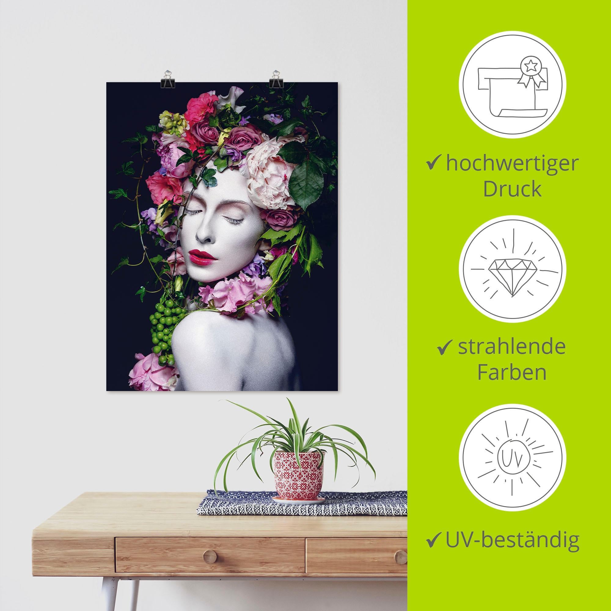 Artland Wandbild »Schöne Blumenkönigin« Bilder von Frauen 1 Stk. tlg. als Alubild, Leinwandbild, Poster in verschied. Grössen
