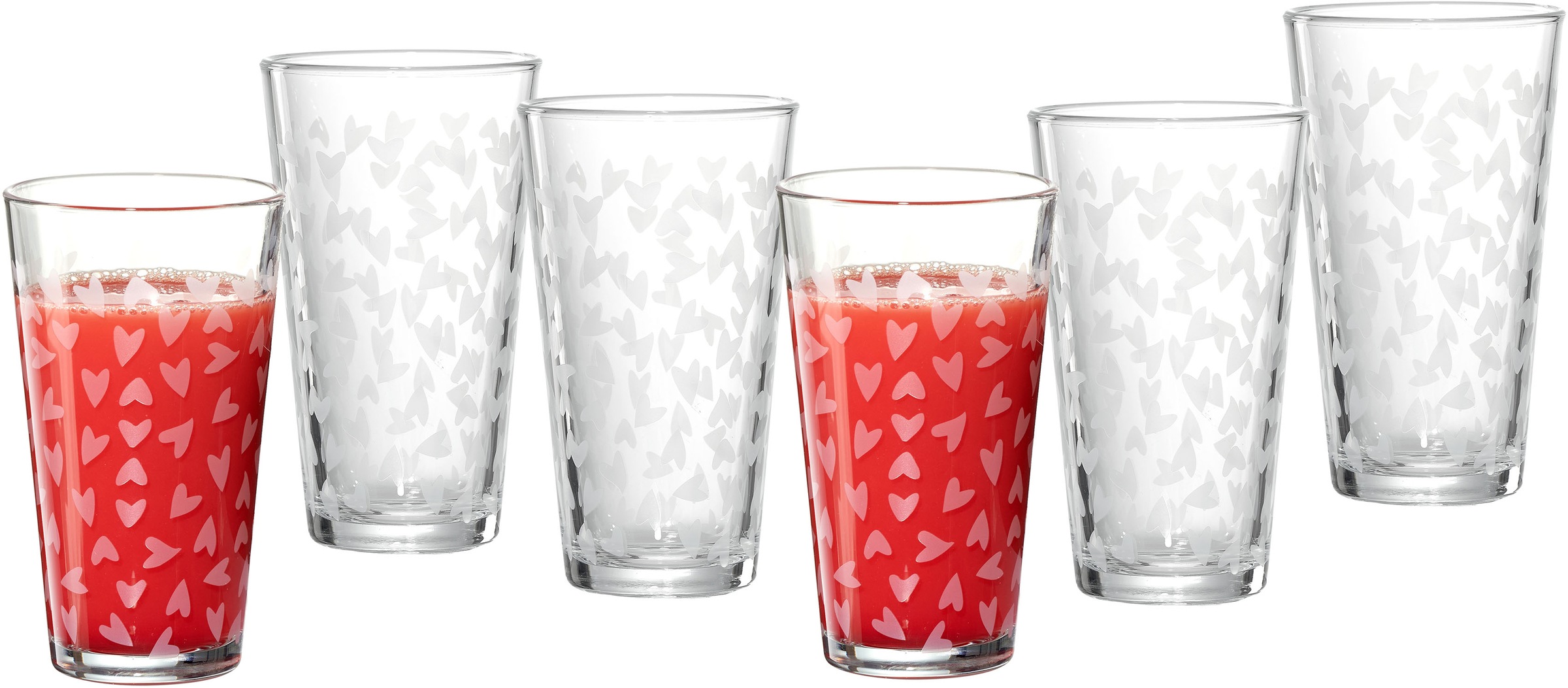Image of Ritzenhoff & Breker Longdrinkglas »Happy, Hearts«, (Set, 6 tlg., 6 Longdrinkgläser, je 400 ml), 400 ml, 6-teilig bei Ackermann Versand Schweiz