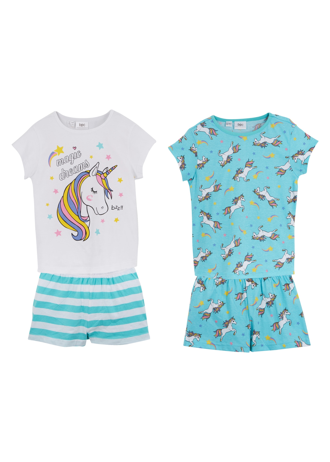 bonprix Shorty Ensemble,  pyjama shorty en quatre pièces, deux T-shirts imprimés, en coton