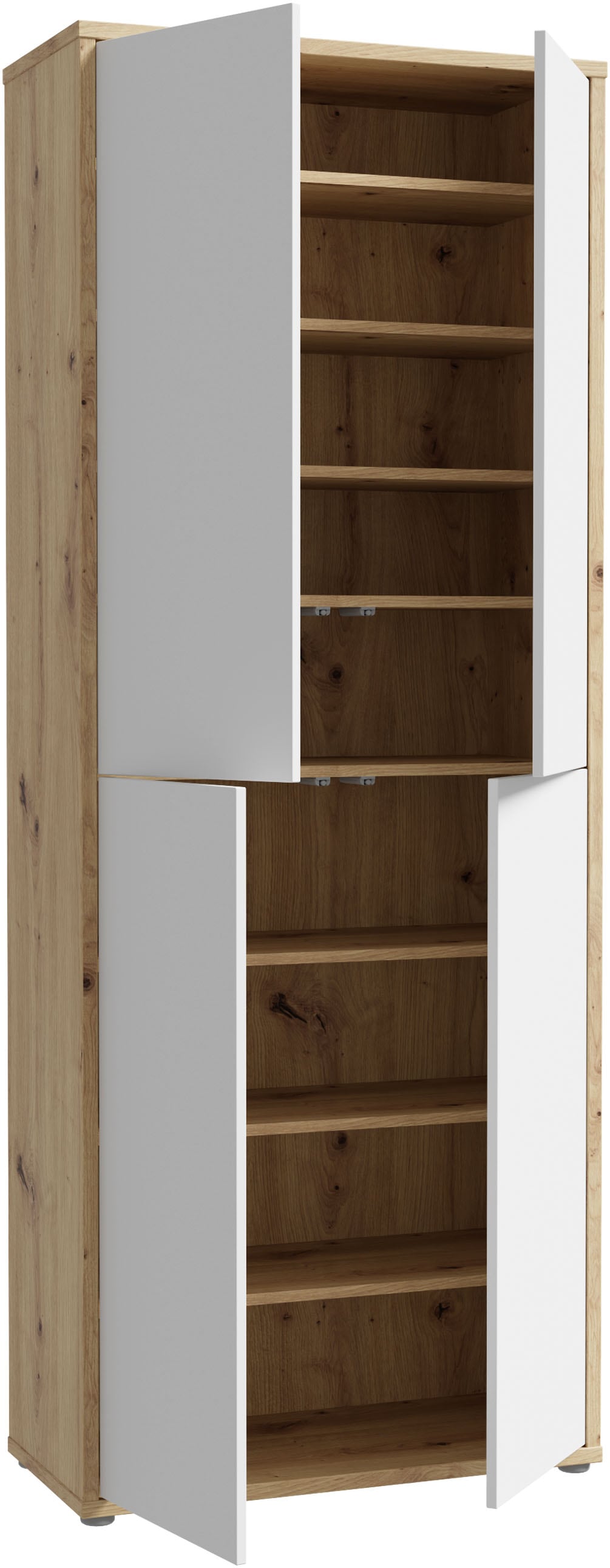 FORTE Schuhschrank »Alice Springs, Schuhschrank, Höhe 191,9 cm, 4 Türen, viel Platz« B/H/T 74,5/191,9/34,9 cm,  Stauraumschrank, Mehrzweckschrank, Breite 74,5 cm, mit 8 Böden