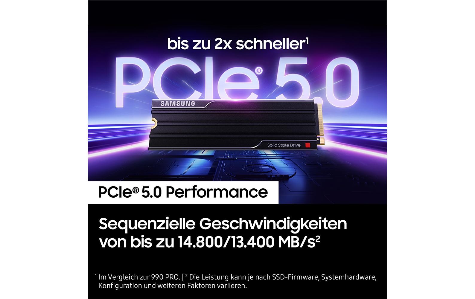 Samsung interne Gaming-SSD »9100 PRO Heatsink PCIe® 5.0 NVMe™ M.2« 1 TB Anschluss PCI Express 5.0