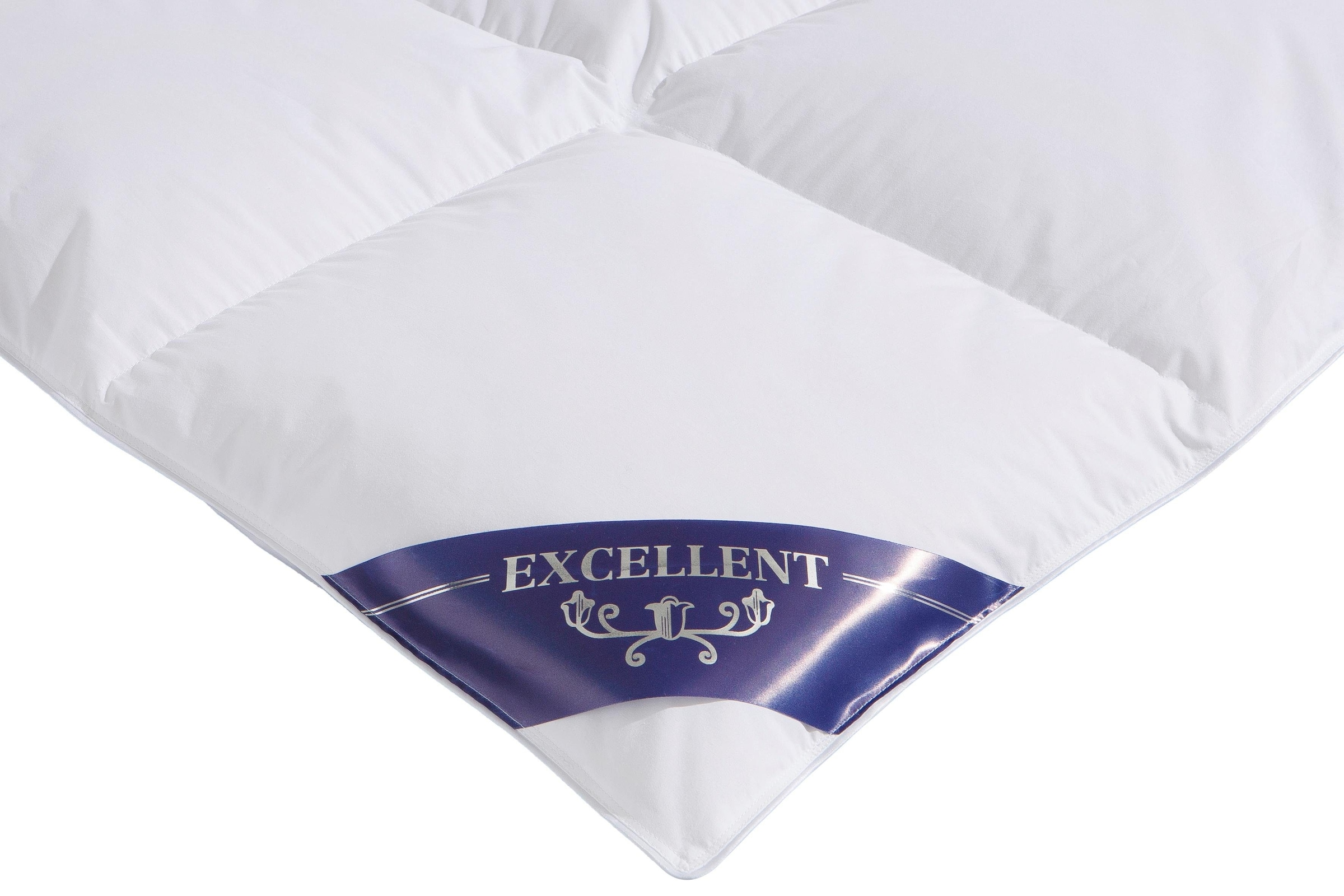 Excellent Daunenbettdecke »VENEDIG, Bettdecken für Sommer und Winter, Decke«, warm, Füllung 90% Daunen, 10% Federn, Bezug 100% Baumwolle, (1 St.), Bettdecke 135x200 cm, 155x220cm und weitere Grössen, Made in Germany