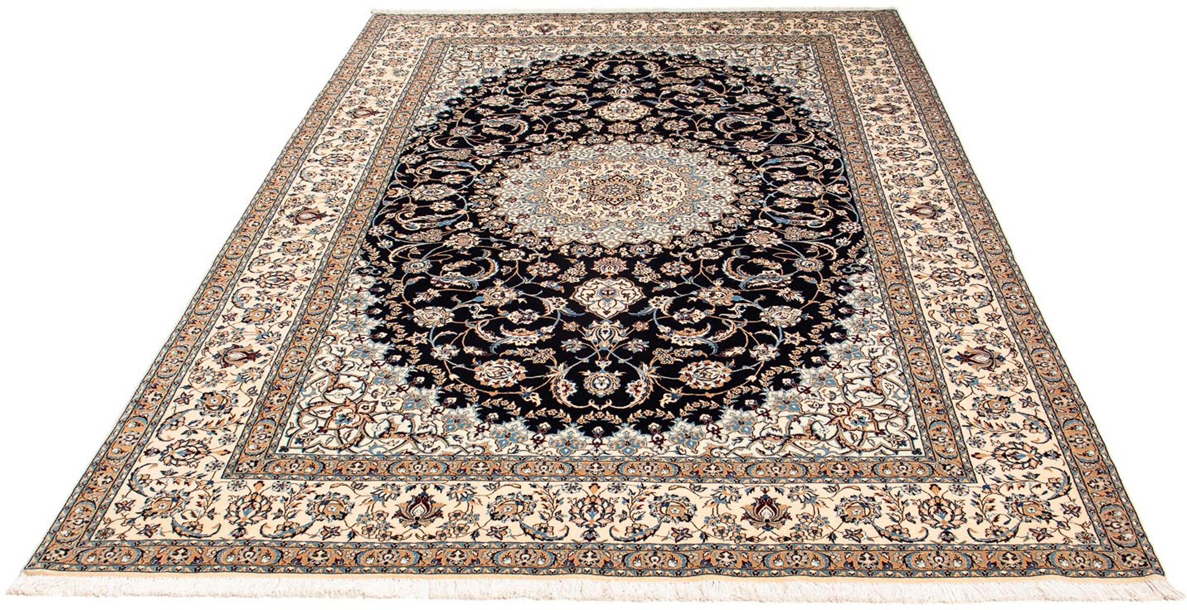 Image of morgenland Orientteppich »Perser - Nain - Premium - 250 x 170 cm - dunkelblau«, rechteckig, 6 mm Höhe, Wohnzimmer, Handgeknüpft, Einzelstück mit Zertifikat bei Ackermann Versand Schweiz