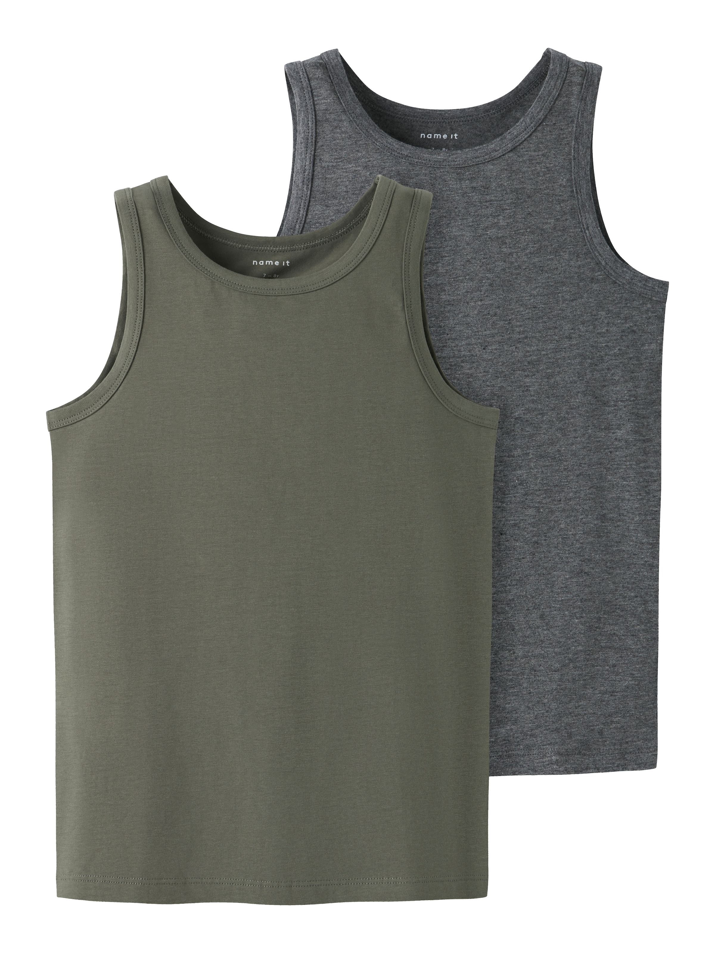 Name It Sous-chemise »NKMTANK 2P für Jungen mit Rundhals und elastischem Tragekomfort« Paquet, 2 cuis normal, Jersey, eingefasste Kante, Rundhals