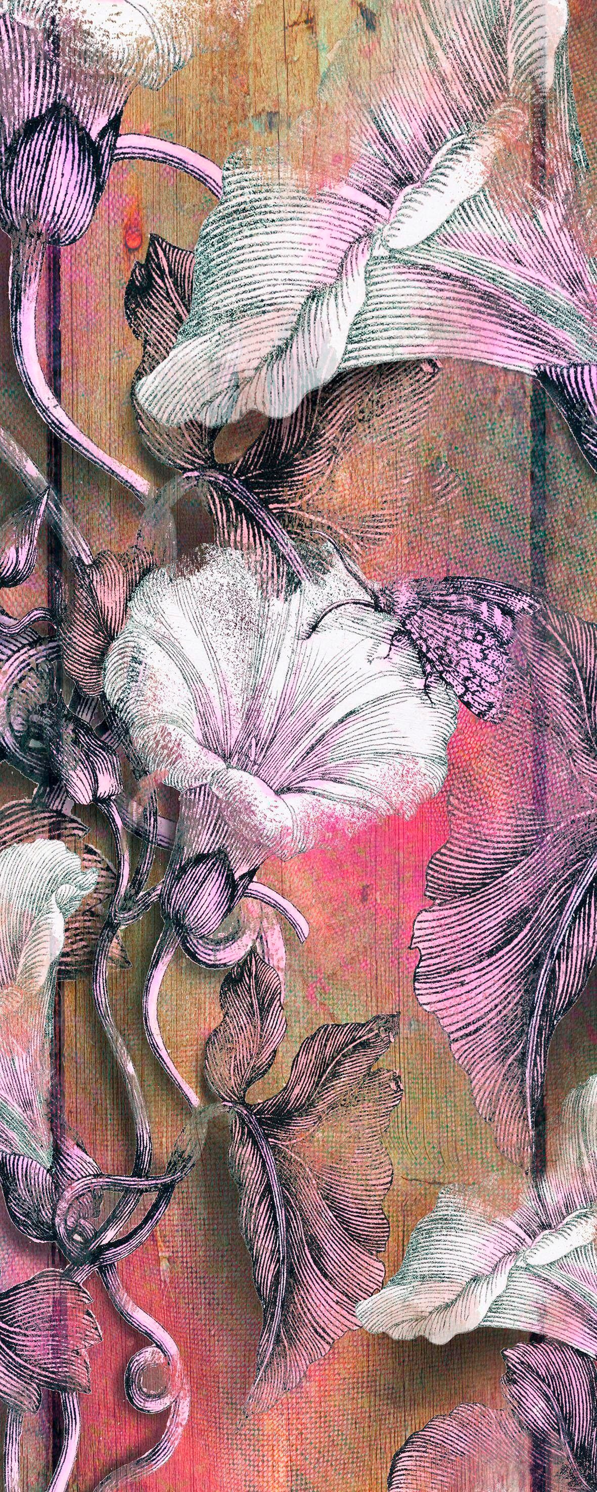 Image of Komar Vliestapete "Digitaldruck Vlies - Bloomin Panel - Grösse 100 x 250 cm" bedruckt glatt Wohnzimmer, Schlafzimmer