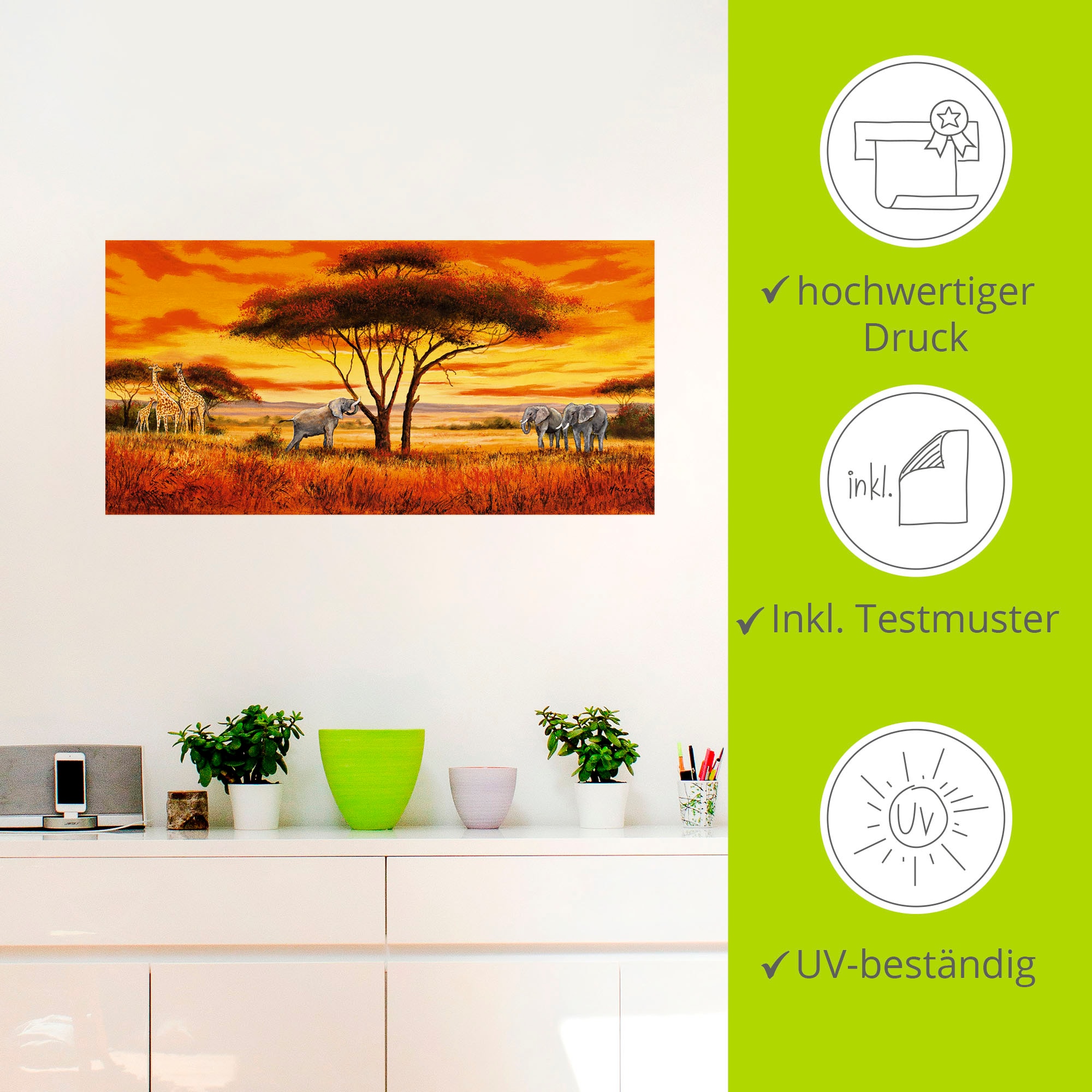 Artland Wandbild »Afrikanische Landschaft II«, Afrika, (1 St.), als Alubild, Outdoorbild, Leinwandbild, Wandaufkleber, versch. Grössen