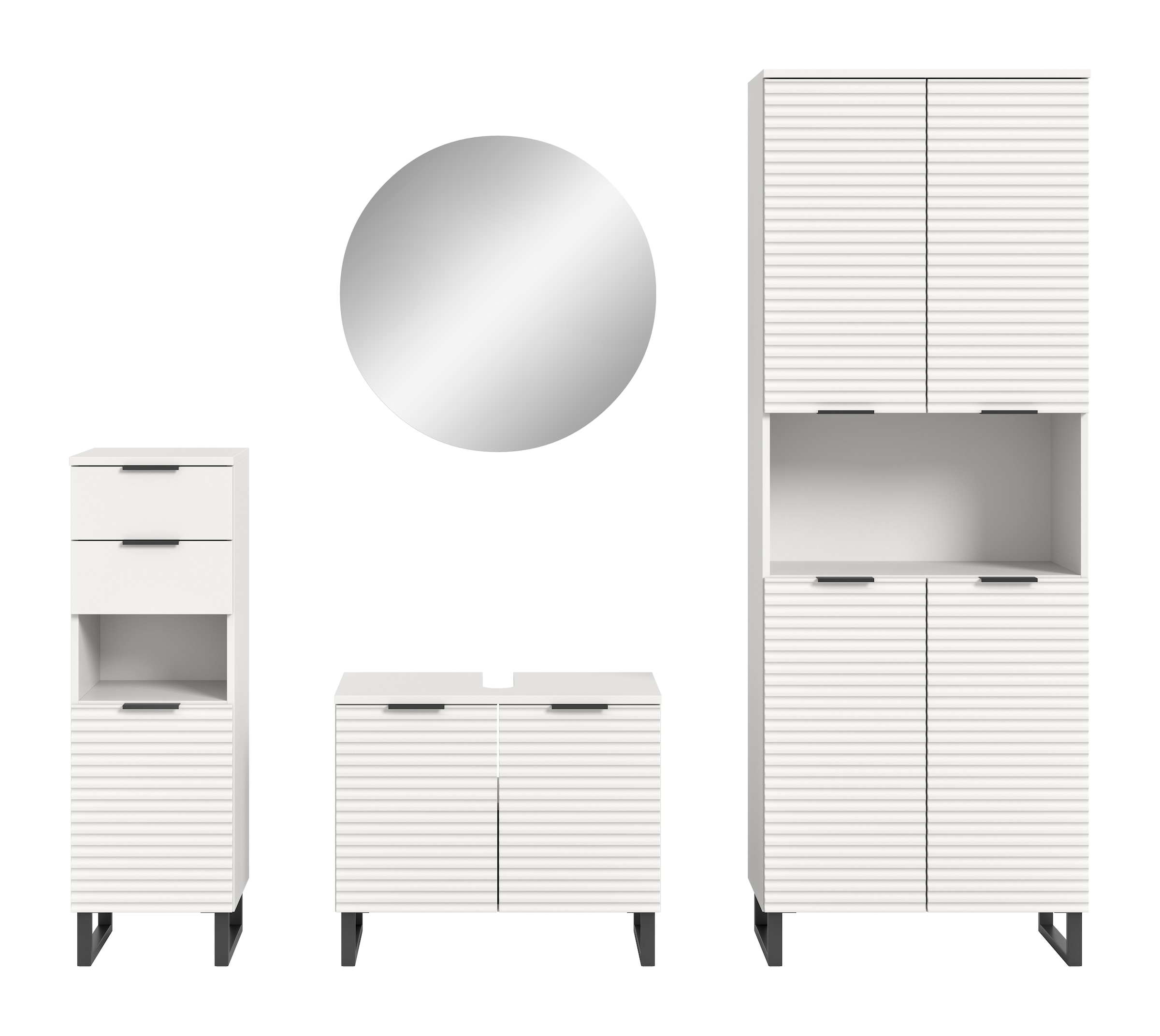 Image of welltime Badmöbel-Set "Litica, Breite 205 cm, hochwertige Rillenfräsung, Metallkufen" 4 Stk. tlg.