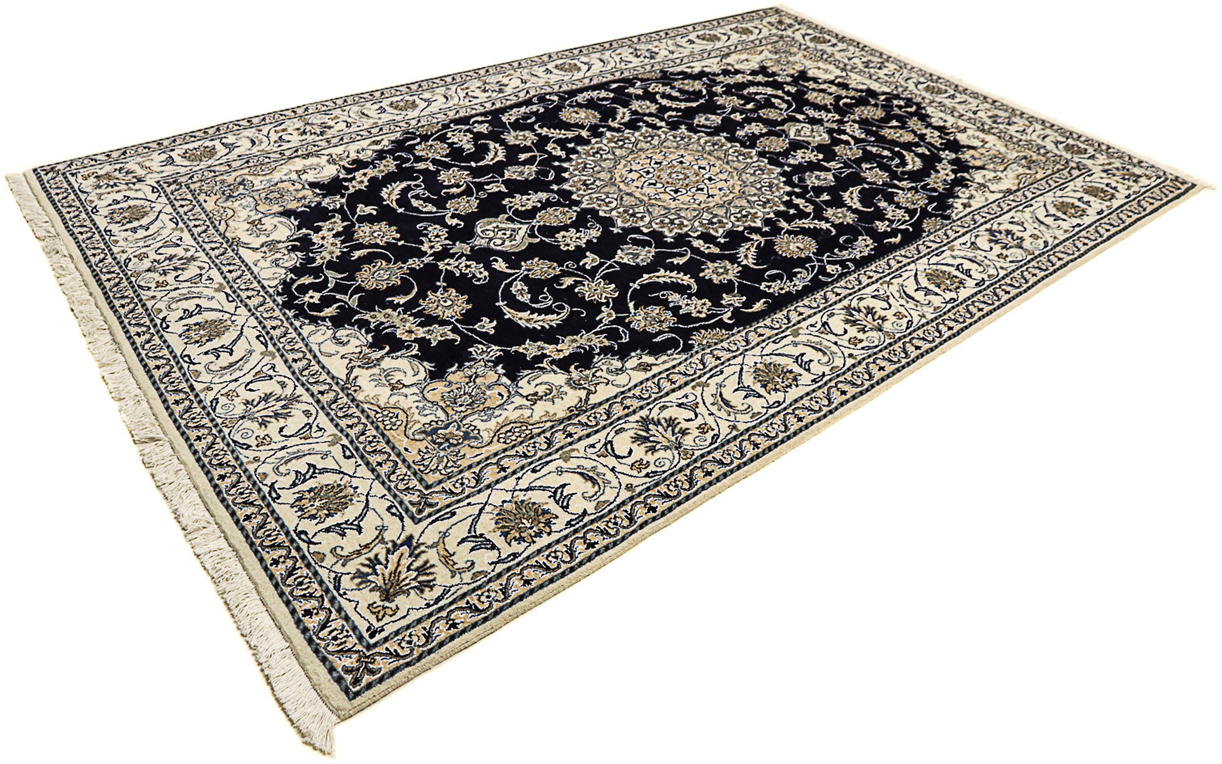 Image of morgenland Orientteppich »Perser - Nain - 305 x 193 cm - dunkelblau«, rechteckig, 12 mm Höhe, Wohnzimmer, Handgeknüpft, Einzelstück mit Zertifikat bei Ackermann Versand Schweiz