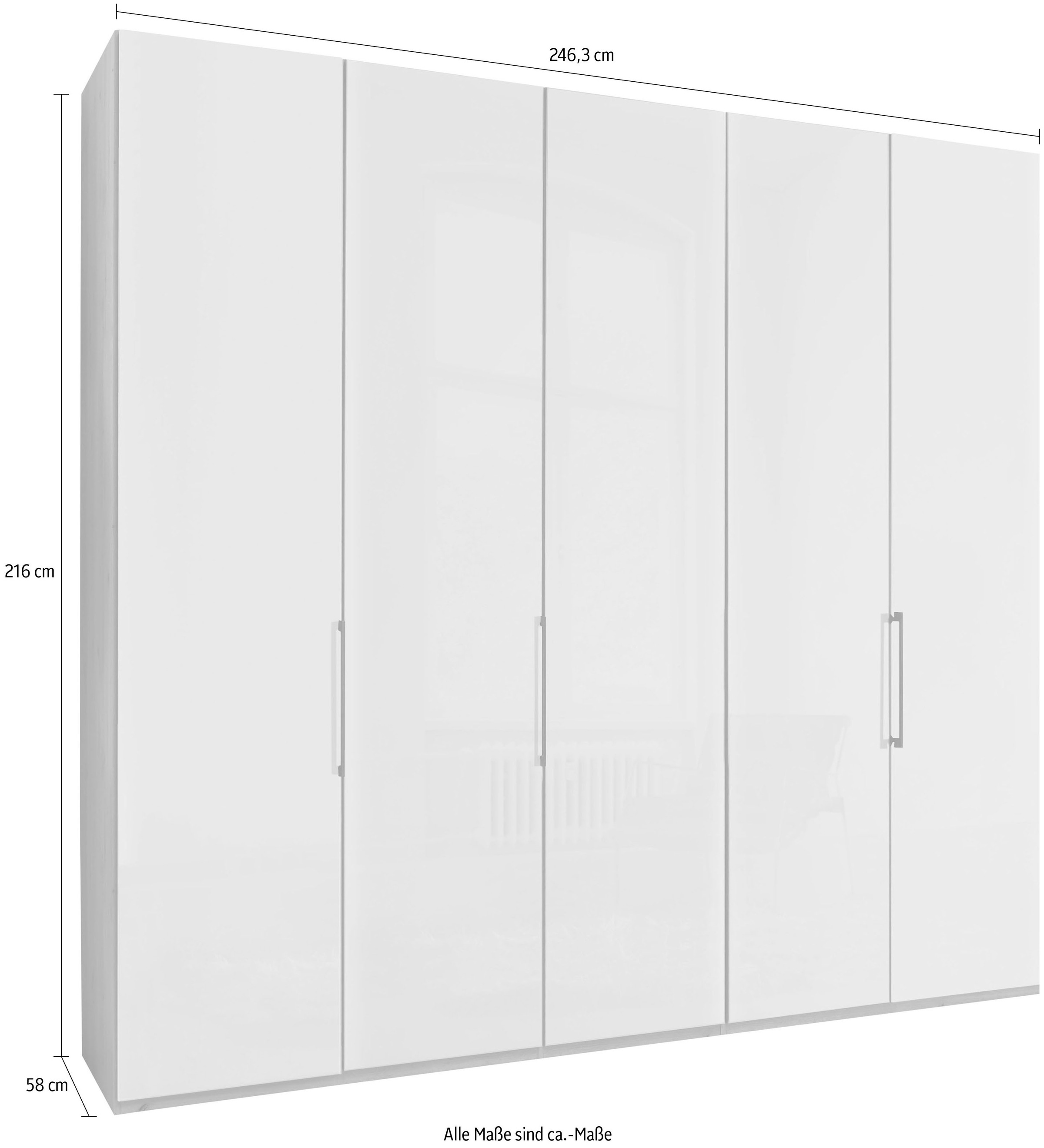 WIEMANN Armoire à portes battantes »Monaco, Kleiderschrank, Schrank, Wäscheschrank, mit edler Glasfront« 2 Breiten, 2 Höhen 216/236 cm auswählbar, MADE IN GERMANY,  hochwertigen Beschläge inkl. Türdämpfung, variable Inneneinteilung