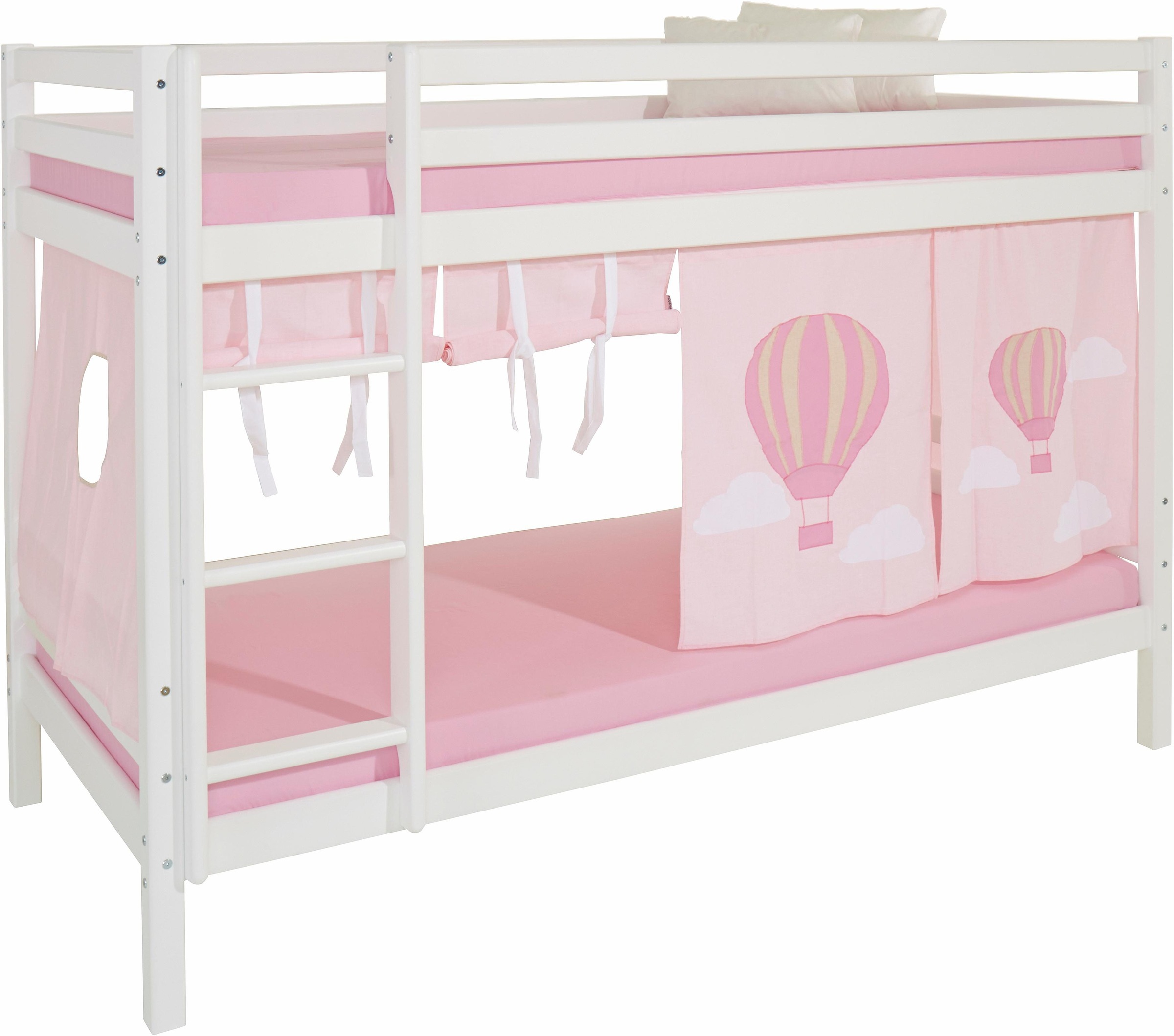 Image of Hoppekids Etagenbett »«Ballon»«, massiv mit Vorhang & Matratzen, 2 Grössen bei Ackermann Versand Schweiz