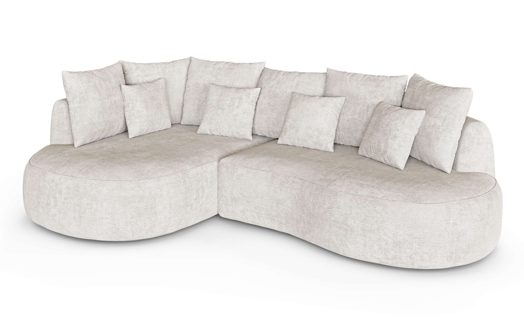 homsy by Ana Johnson Canapé d'angle »PEBBLA L-Form mit vielen Kissen, modernes Design, Bezug- Struktur« Largeur 267 cm, canapé design avec ottomane commandable à droite/gauche