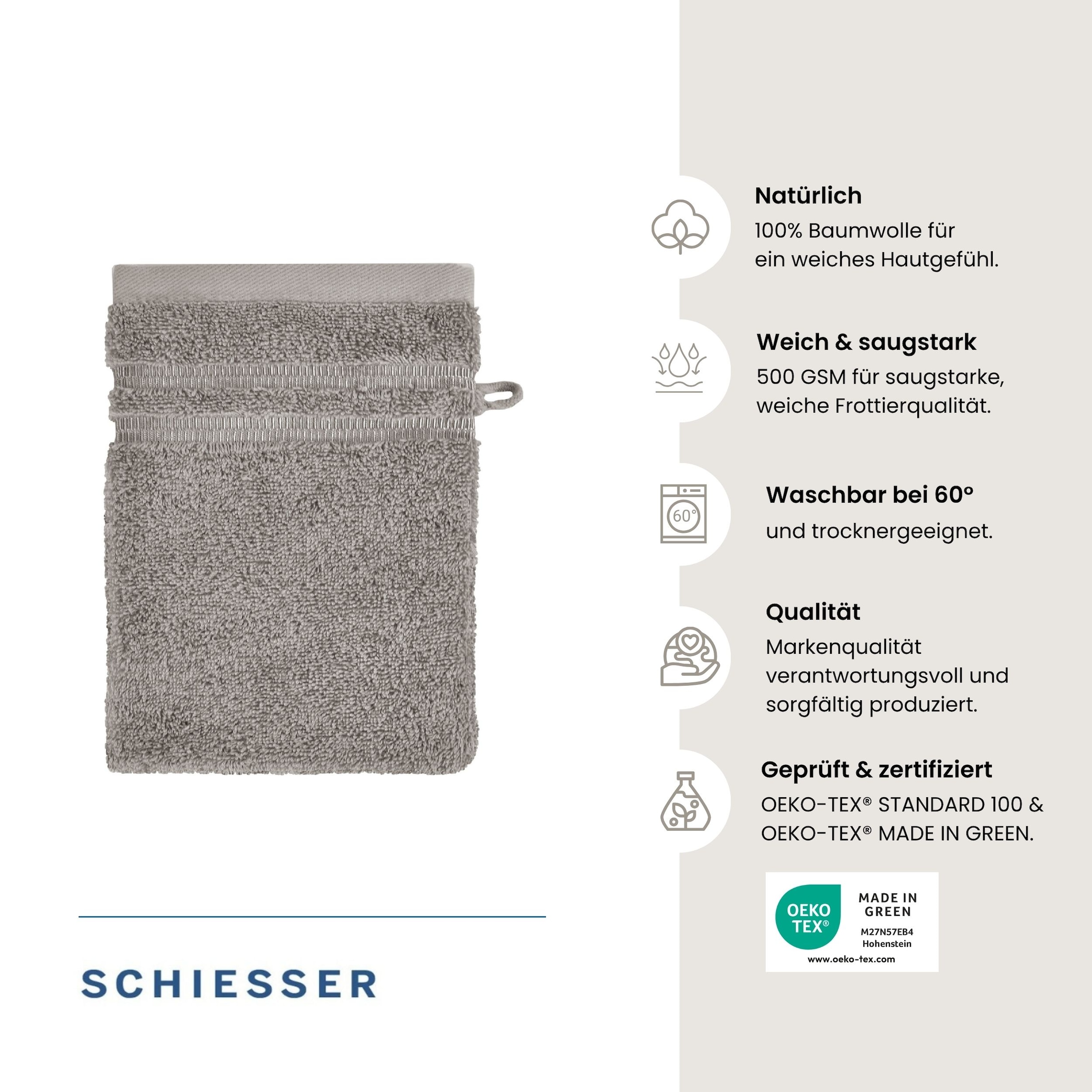 Schiesser Waschhandschuh »Milano Waschhandschuh-Set aus weicher Baumwolle in Frottier-Qualität« mit Webbordüre